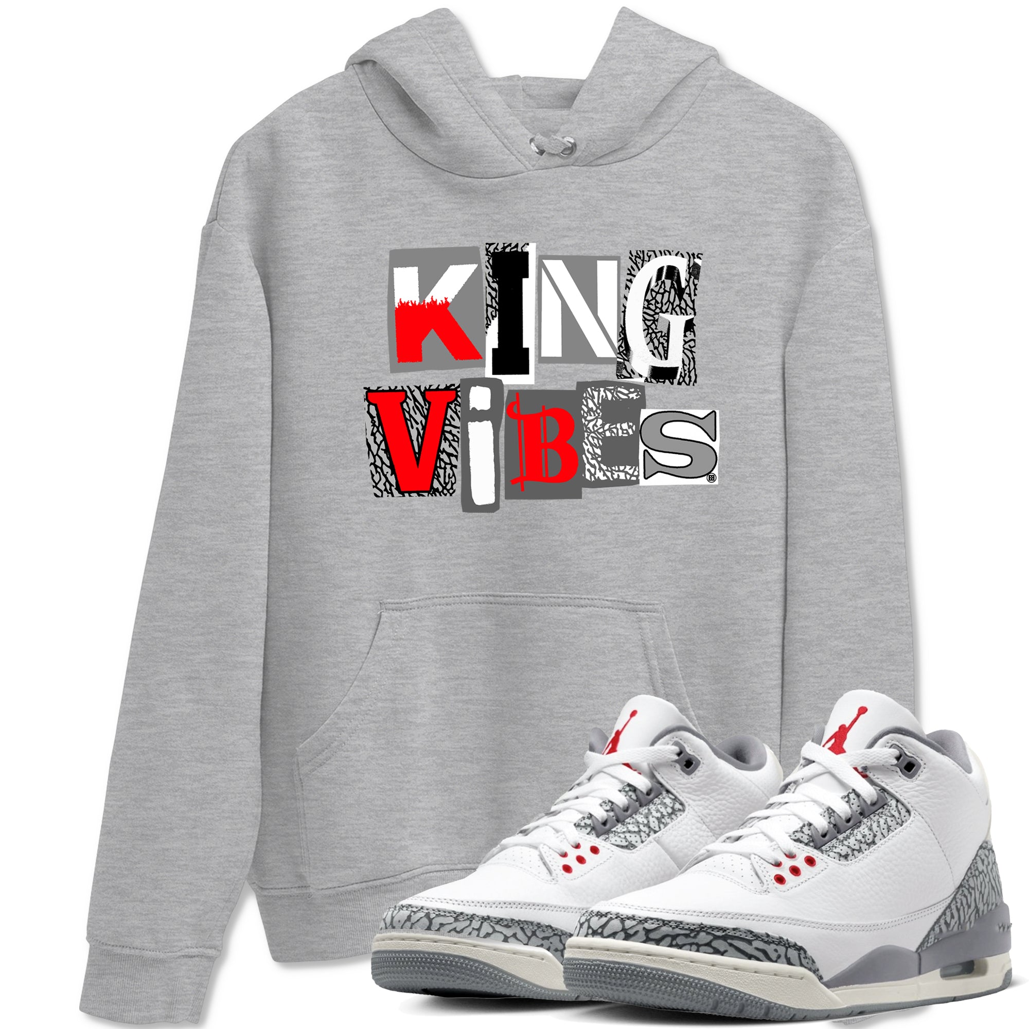 King Vibes snkmatch Tees - Air Jordan 3 Cement Grey