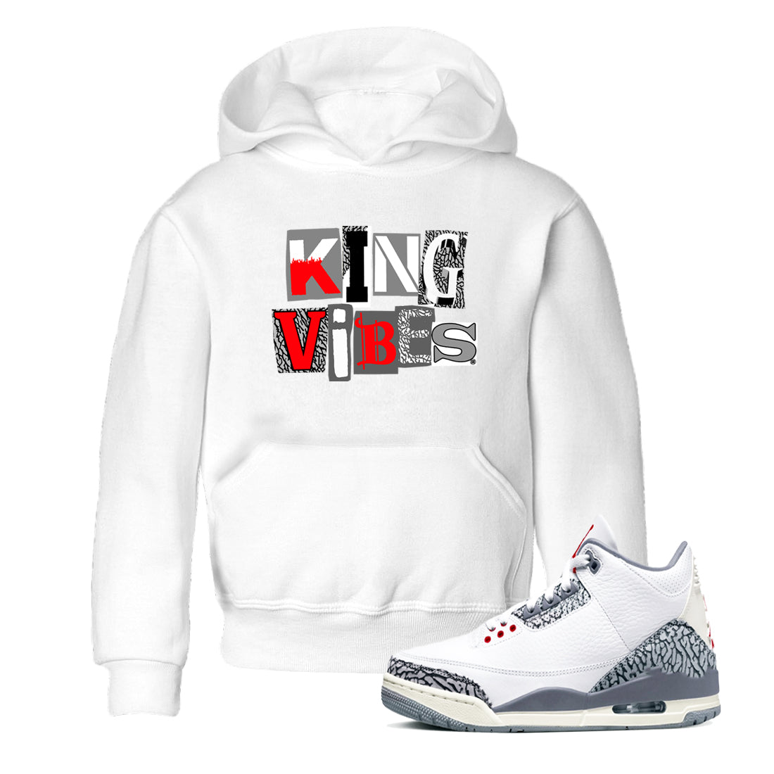 King Vibes snkmatch Tees Kids - Air Jordan 3 Cement Grey