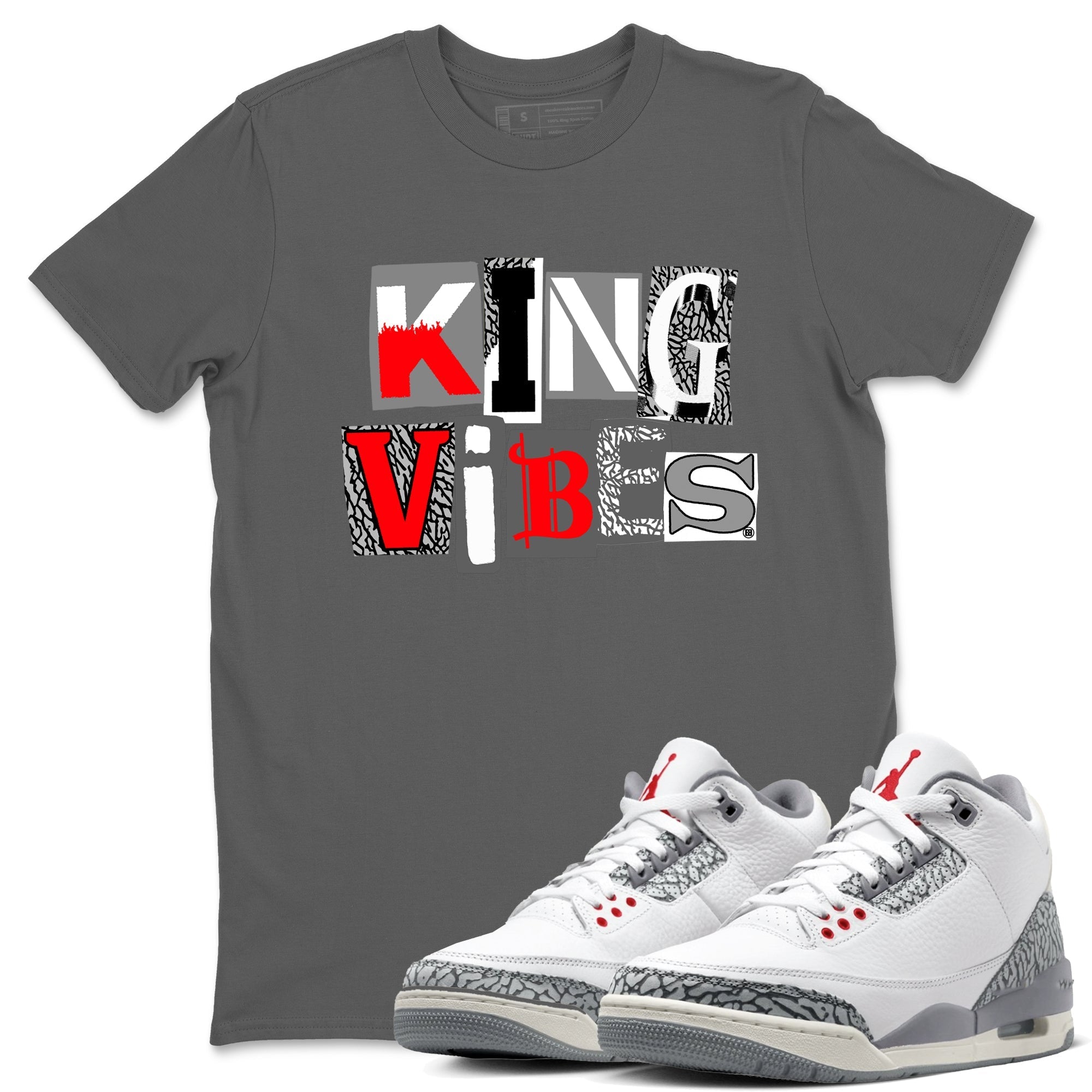 King Vibes snkmatch Tees - Air Jordan 3 Cement Grey