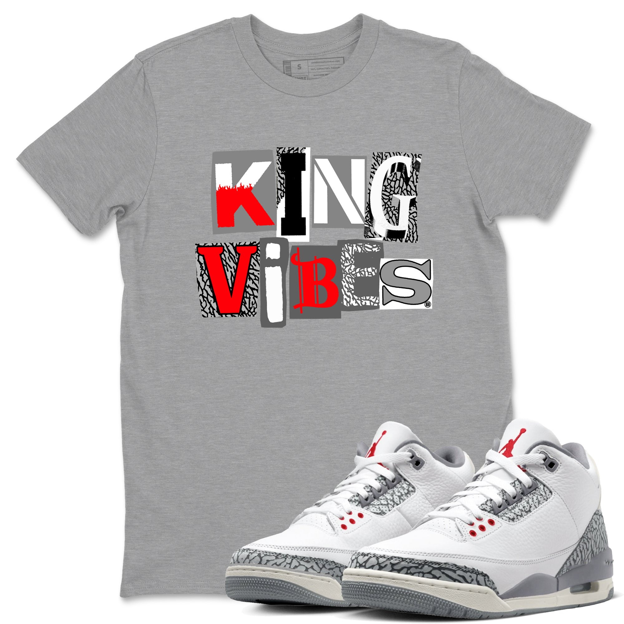 King Vibes snkmatch Tees - Air Jordan 3 Cement Grey