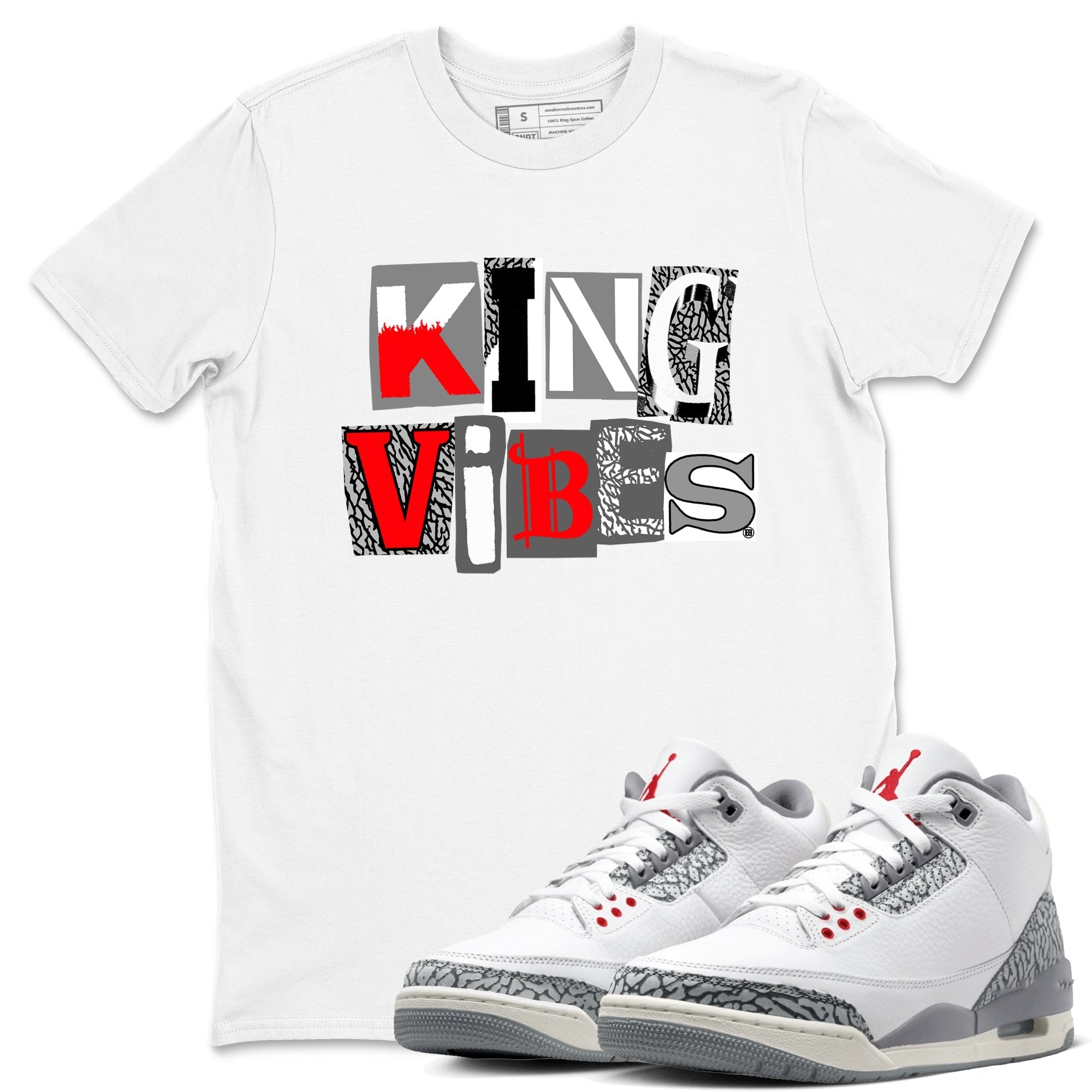 King Vibes snkmatch Tees - Air Jordan 3 Cement Grey