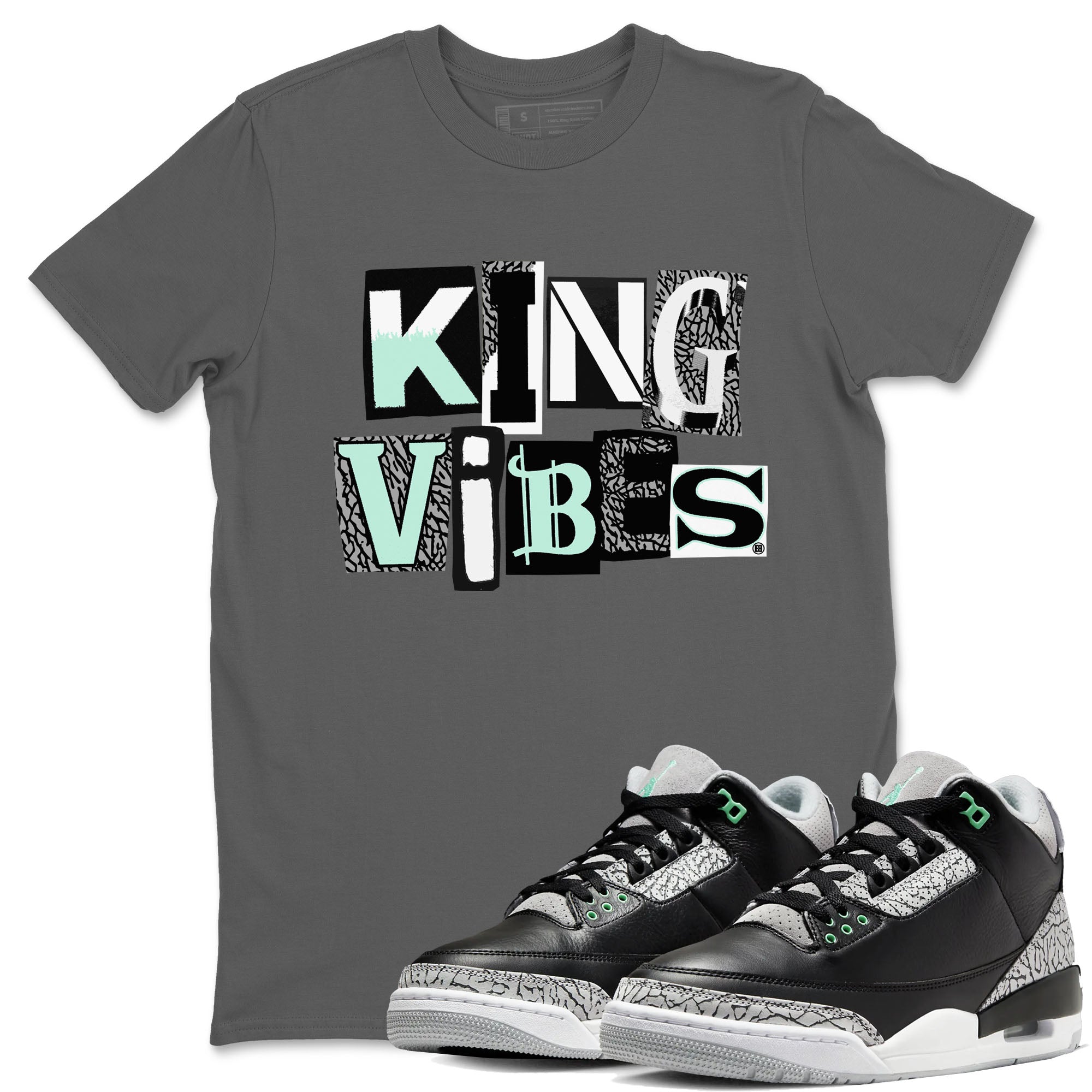 King Vibes snkmatch Tees - Air Jordan 3 Green Glow
