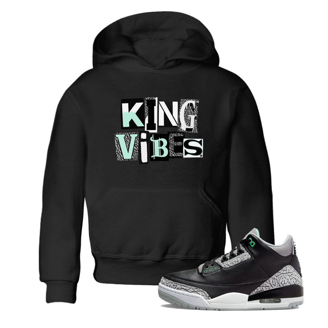 King Vibes snkmatch Tees Kids - Air Jordan 3 Green Glow