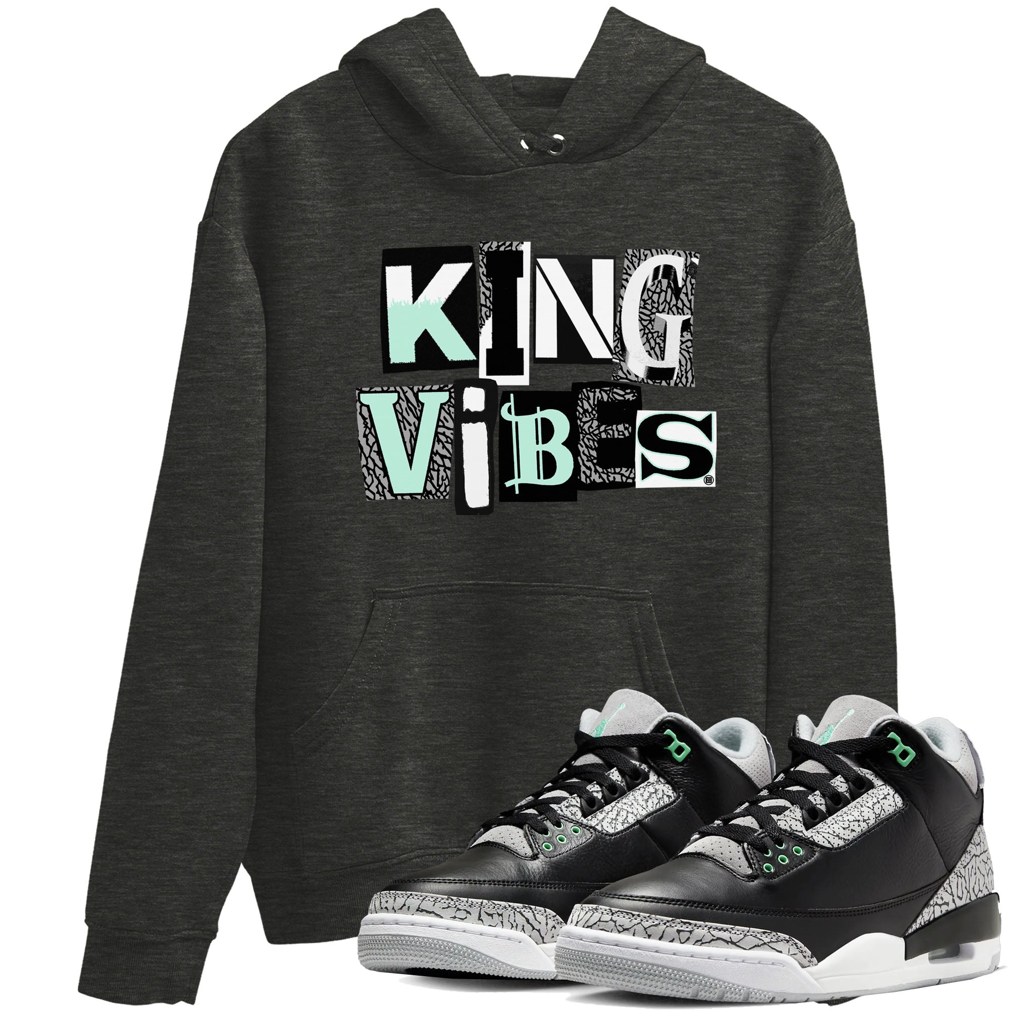 King Vibes snkmatch Tees - Air Jordan 3 Green Glow