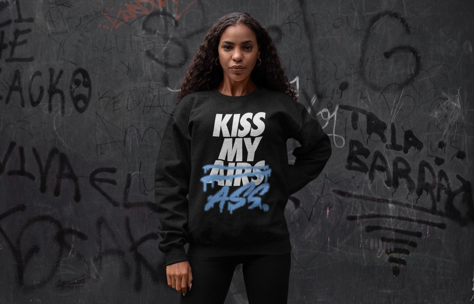 Kiss My Ass Unisex Tops - Air Jordan 1 University Blue