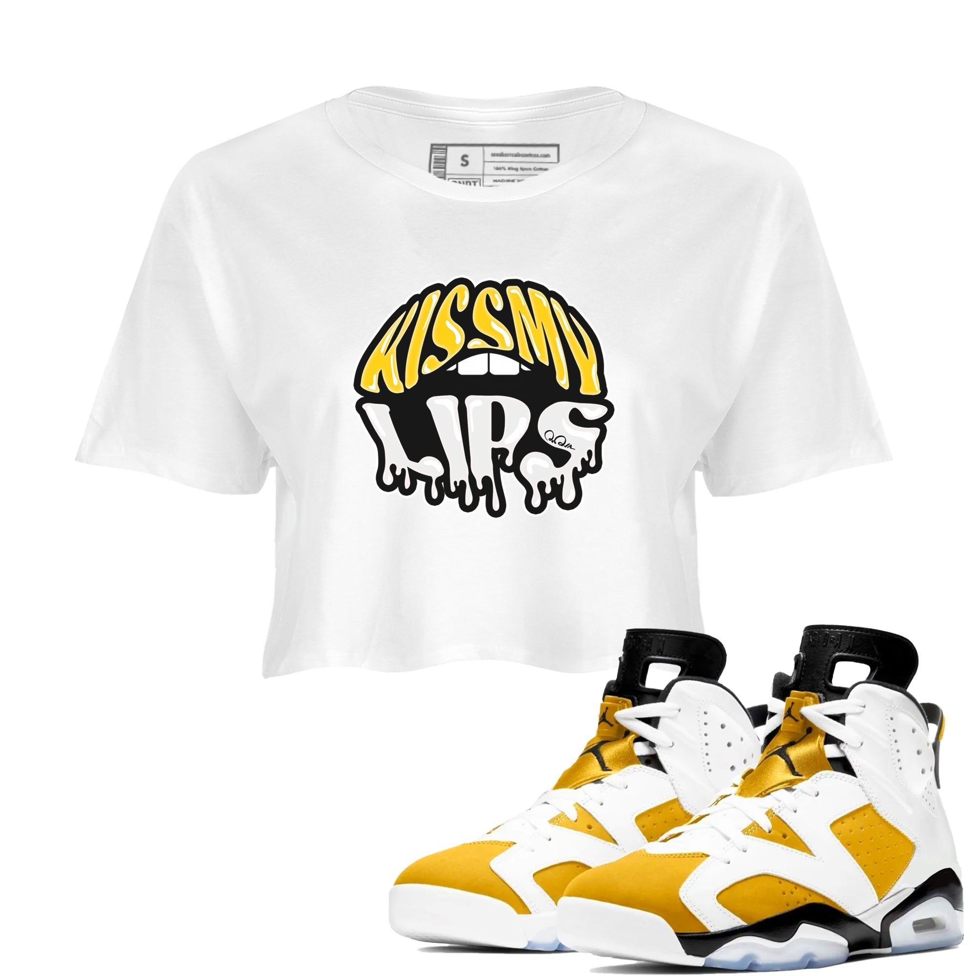 Kiss My Lips snkmatch Women's Top - Air Jordan 6 Yellow Ochre
