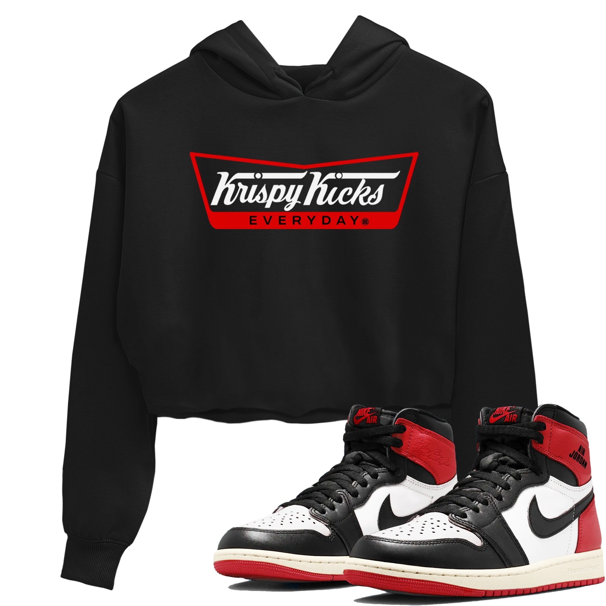 Krispy Kicks snkmatch Women's Top - Air Jordan 1 Black Toe Reimagined