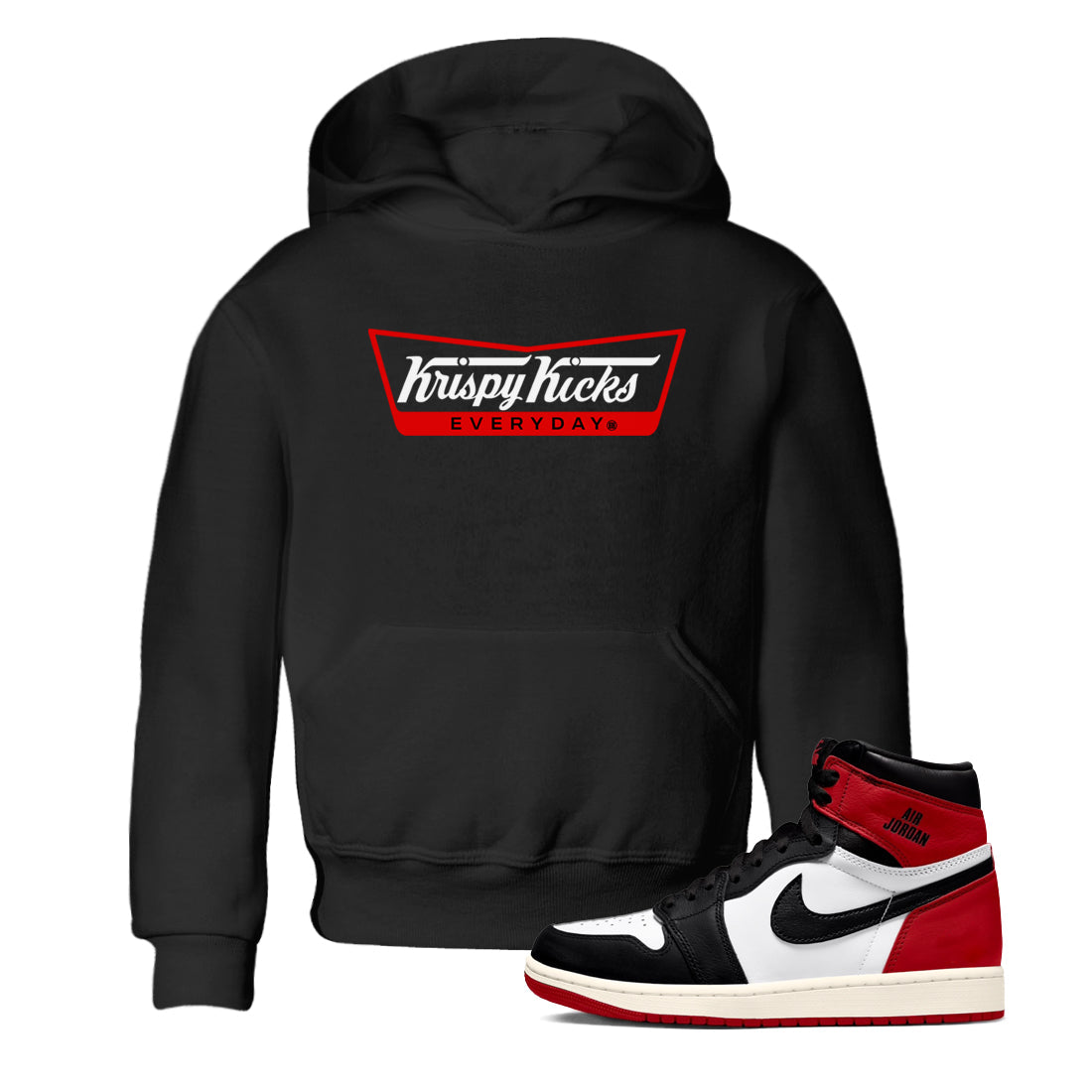 Krispy Kicks snkmatch Tees Kids - Air Jordan 1 Black Toe Reimagined