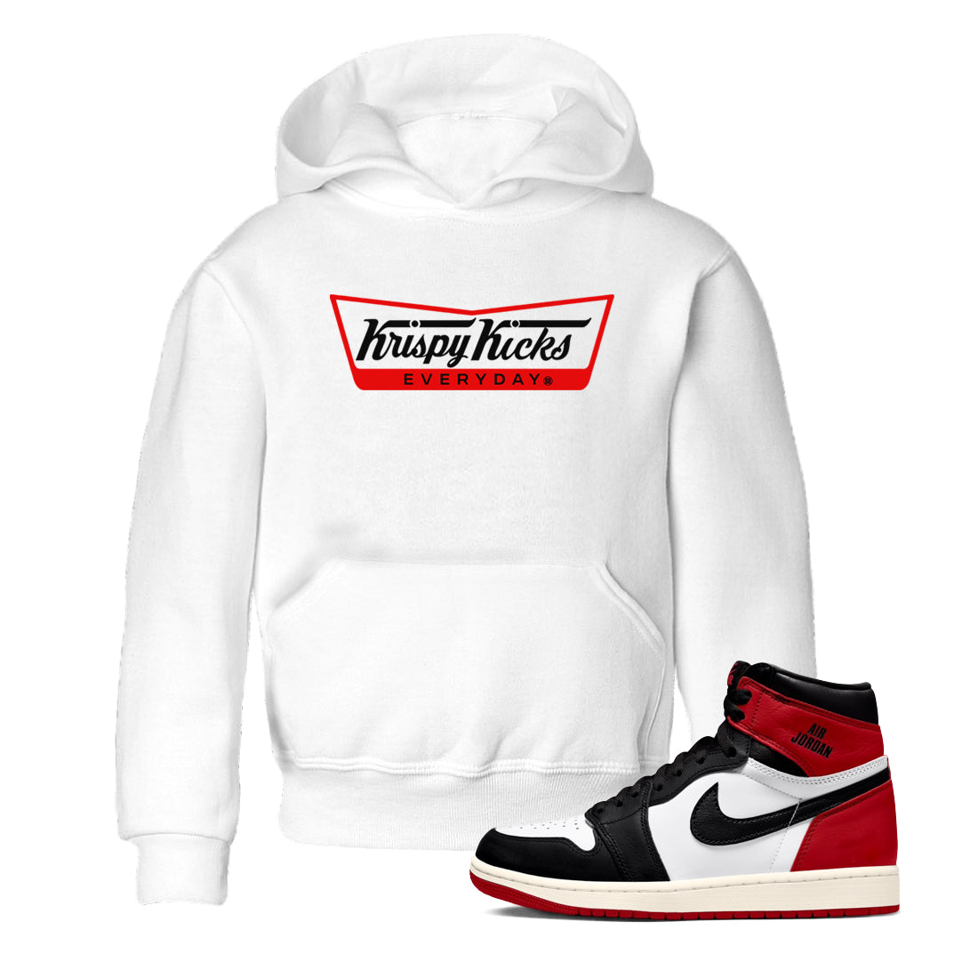 Krispy Kicks snkmatch Tees Kids - Air Jordan 1 Black Toe Reimagined