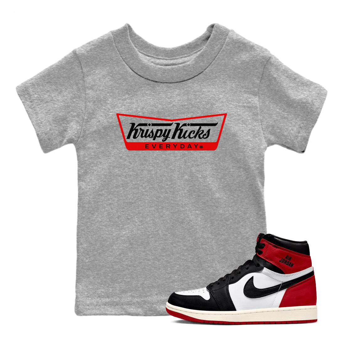Krispy Kicks snkmatch Tees Kids - Air Jordan 1 Black Toe Reimagined