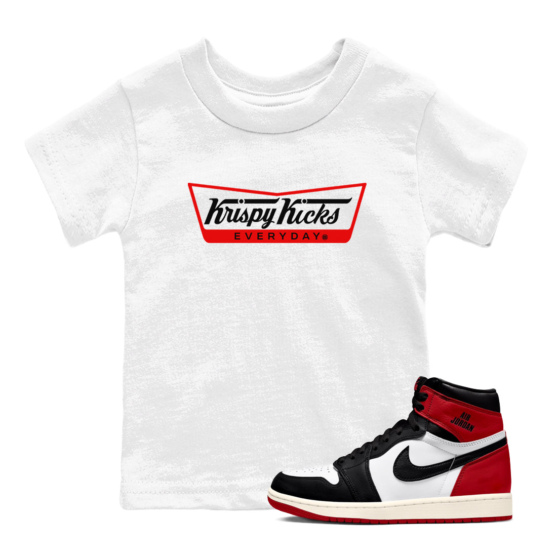Krispy Kicks snkmatch Tees Kids - Air Jordan 1 Black Toe Reimagined