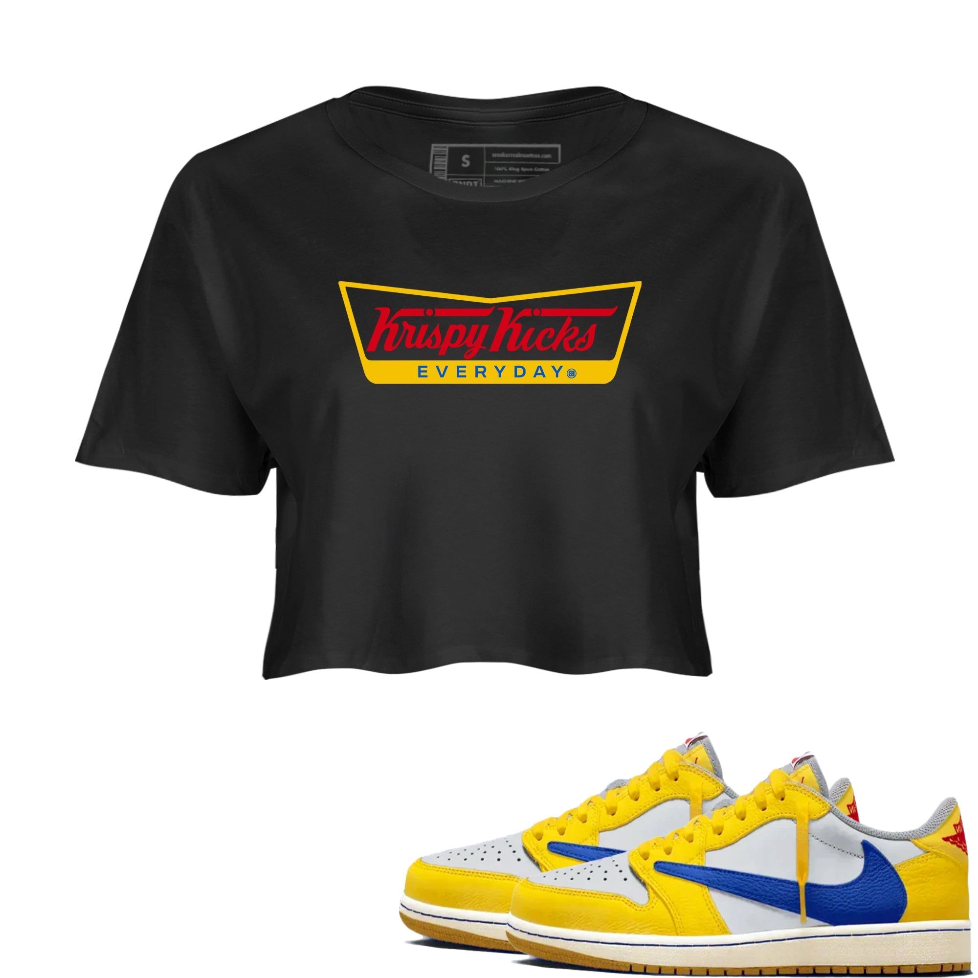 Krispy Kicks snkmatch Women's Top - Air Jordan 1 Travis Scott Canary