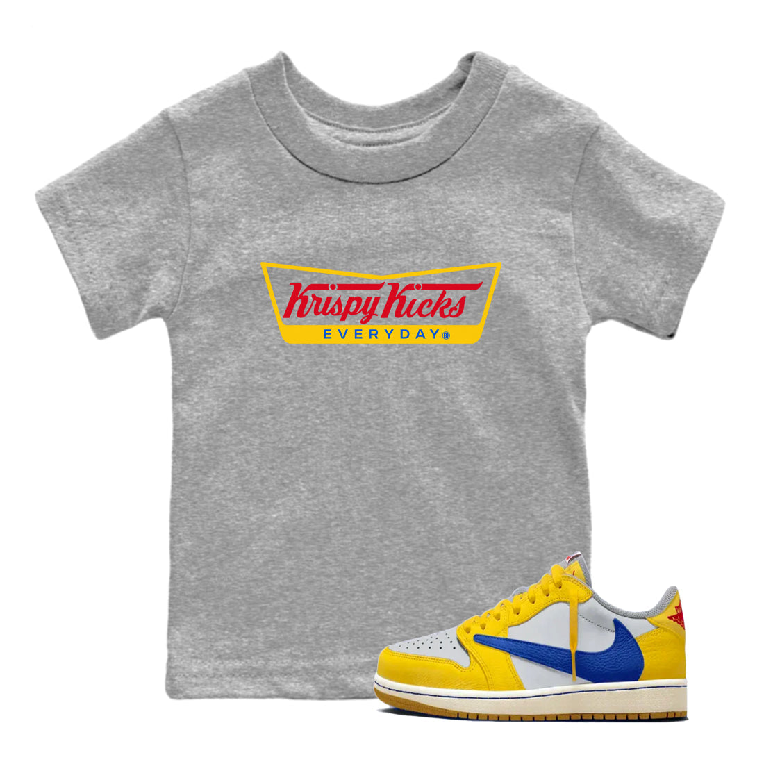 Krispy Kicks snkmatch Tees Kids - Air Jordan 1 Travis Scott Canary