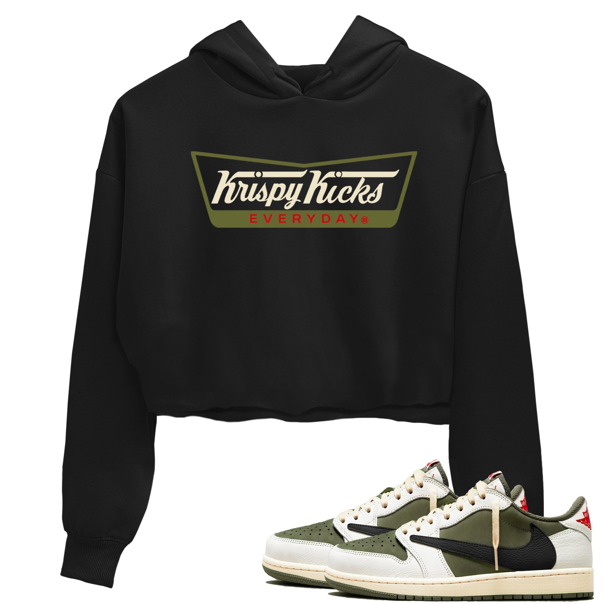 Krispy Kicks snkmatch Women's Top - Air Jordan 1 Travis Scott Medium Olive