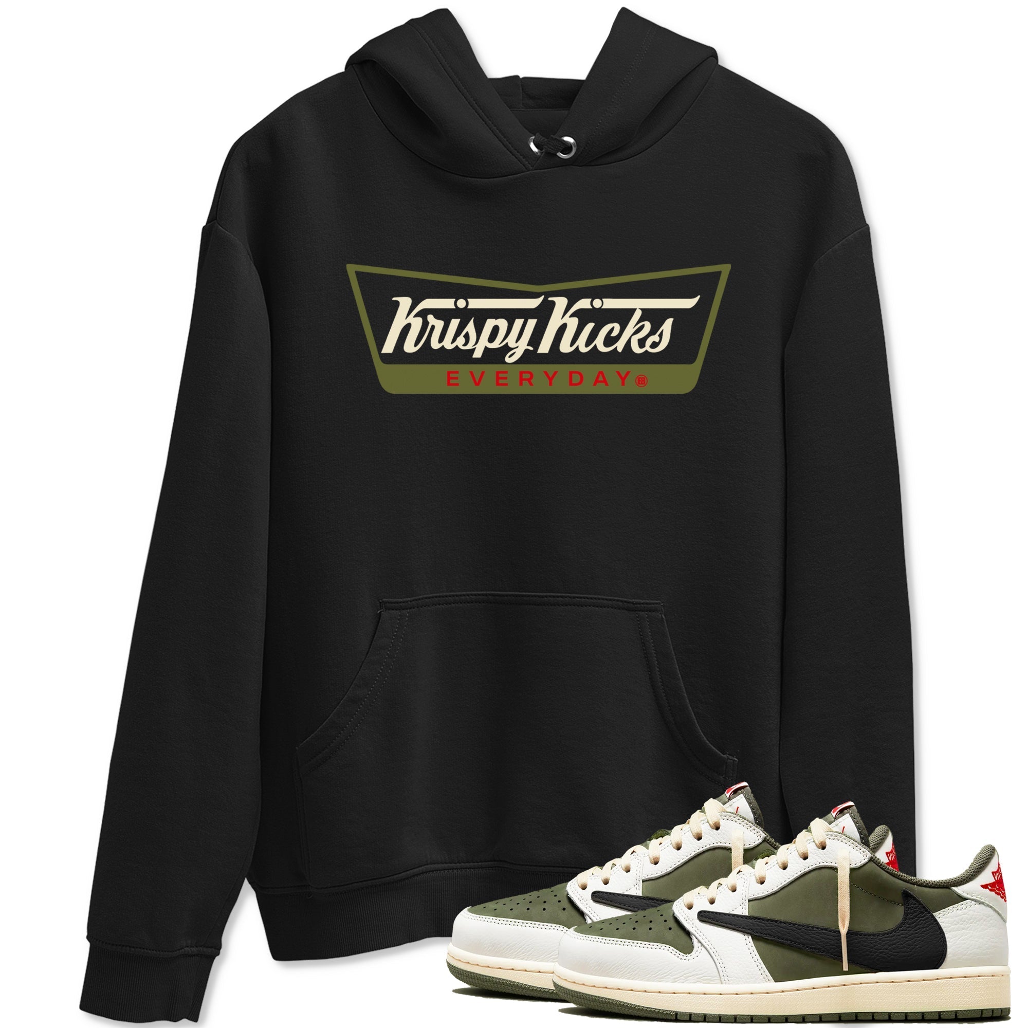 Krispy Kicks snkmatch Tees - Air Jordan 1 Travis Scott Medium Olive