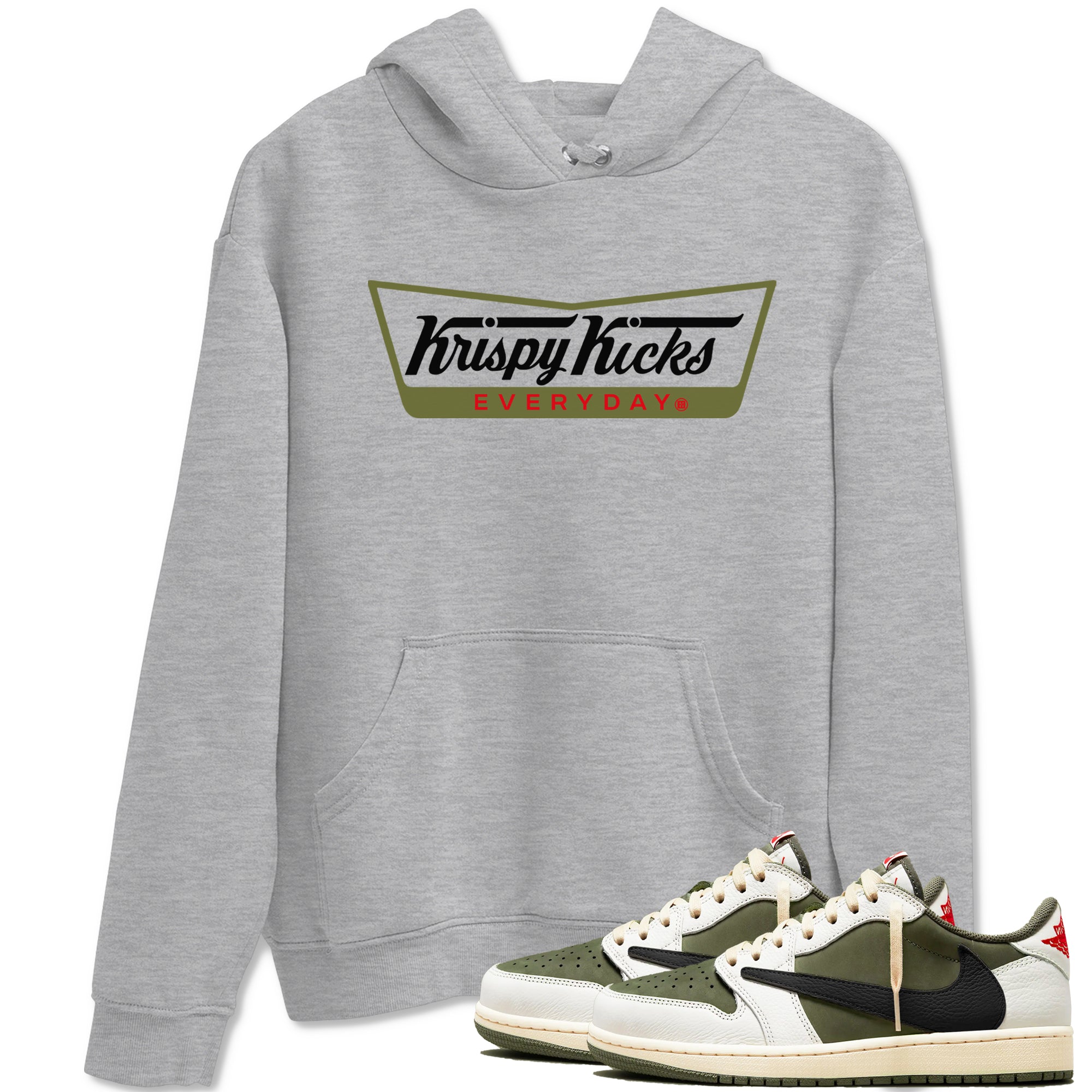 Krispy Kicks snkmatch Tees - Air Jordan 1 Travis Scott Medium Olive