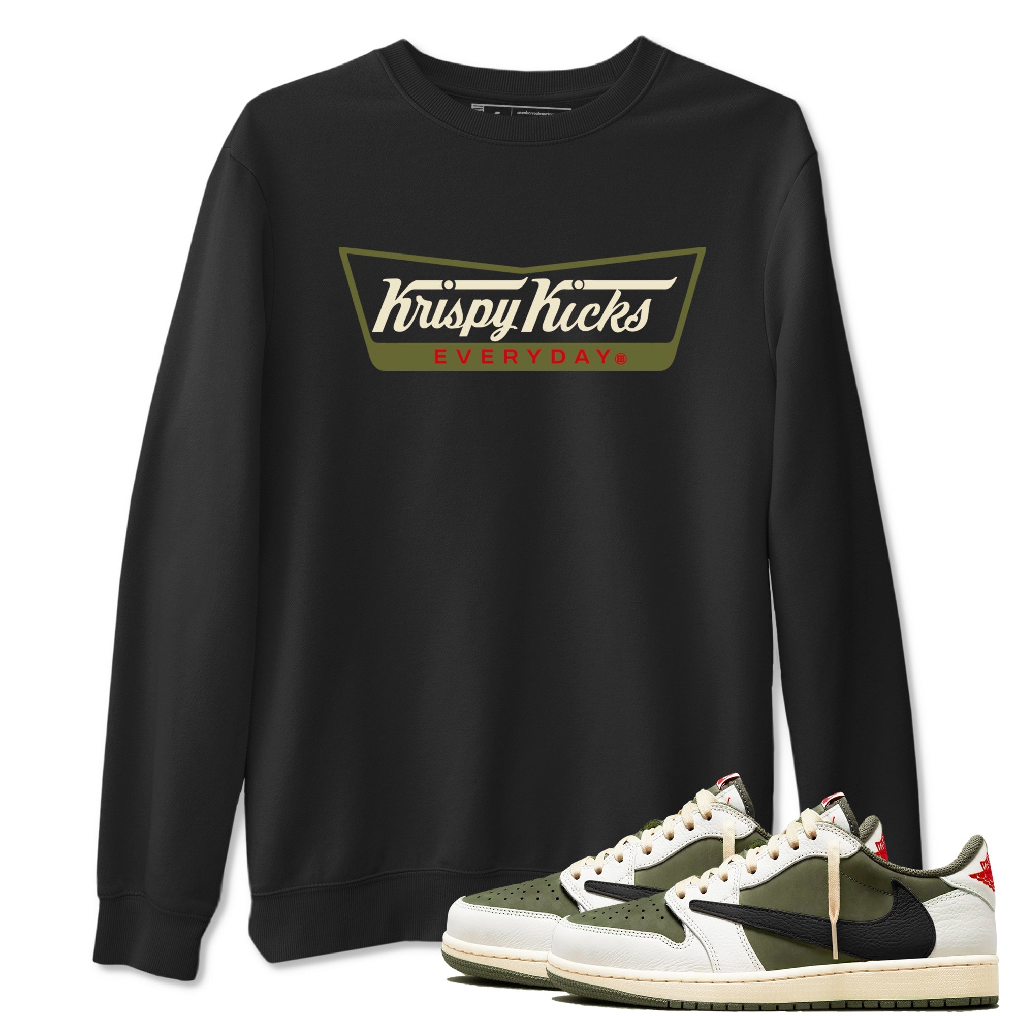 Krispy Kicks snkmatch Tees - Air Jordan 1 Travis Scott Medium Olive