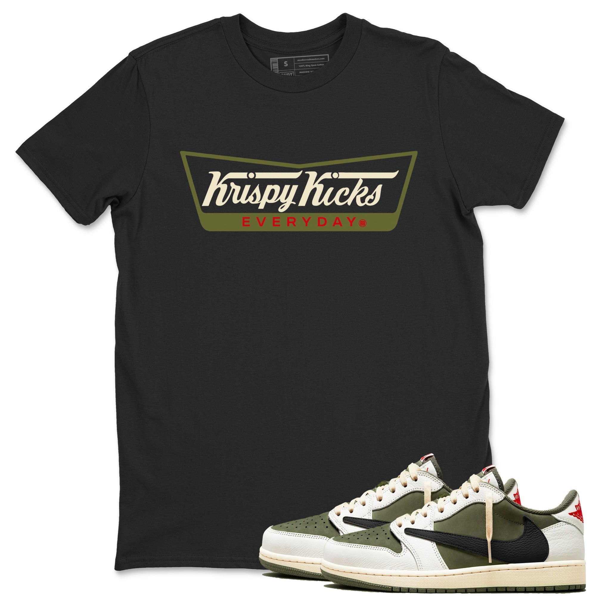 Krispy Kicks snkmatch Tees - Air Jordan 1 Travis Scott Medium Olive