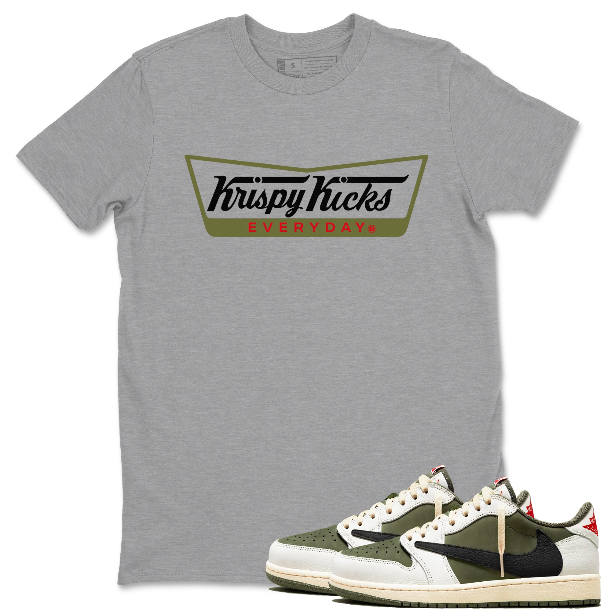 Krispy Kicks snkmatch Tees - Air Jordan 1 Travis Scott Medium Olive