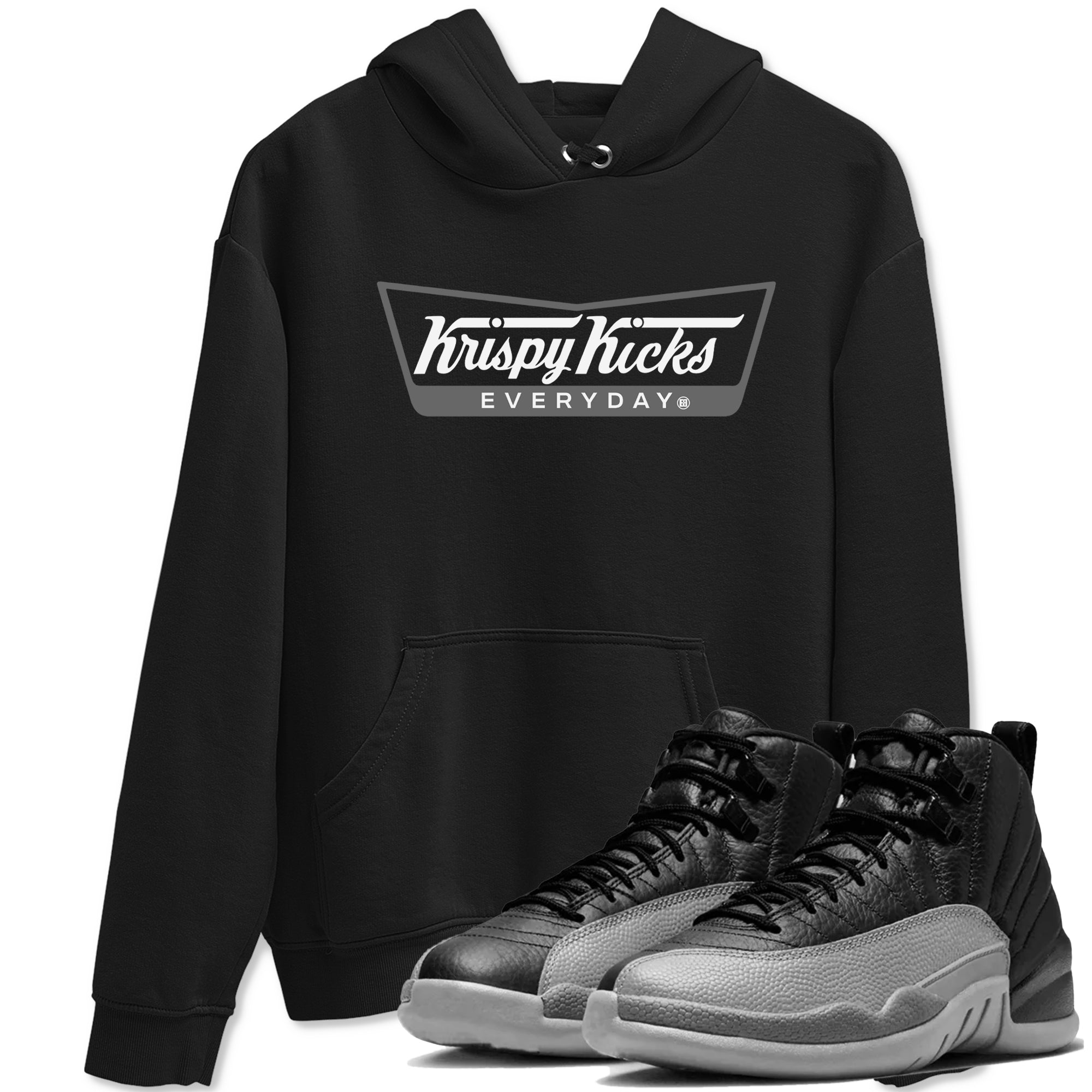 Krispy Kicks snkmatch Tees - Air Jordan 12 Black Wolf Grey