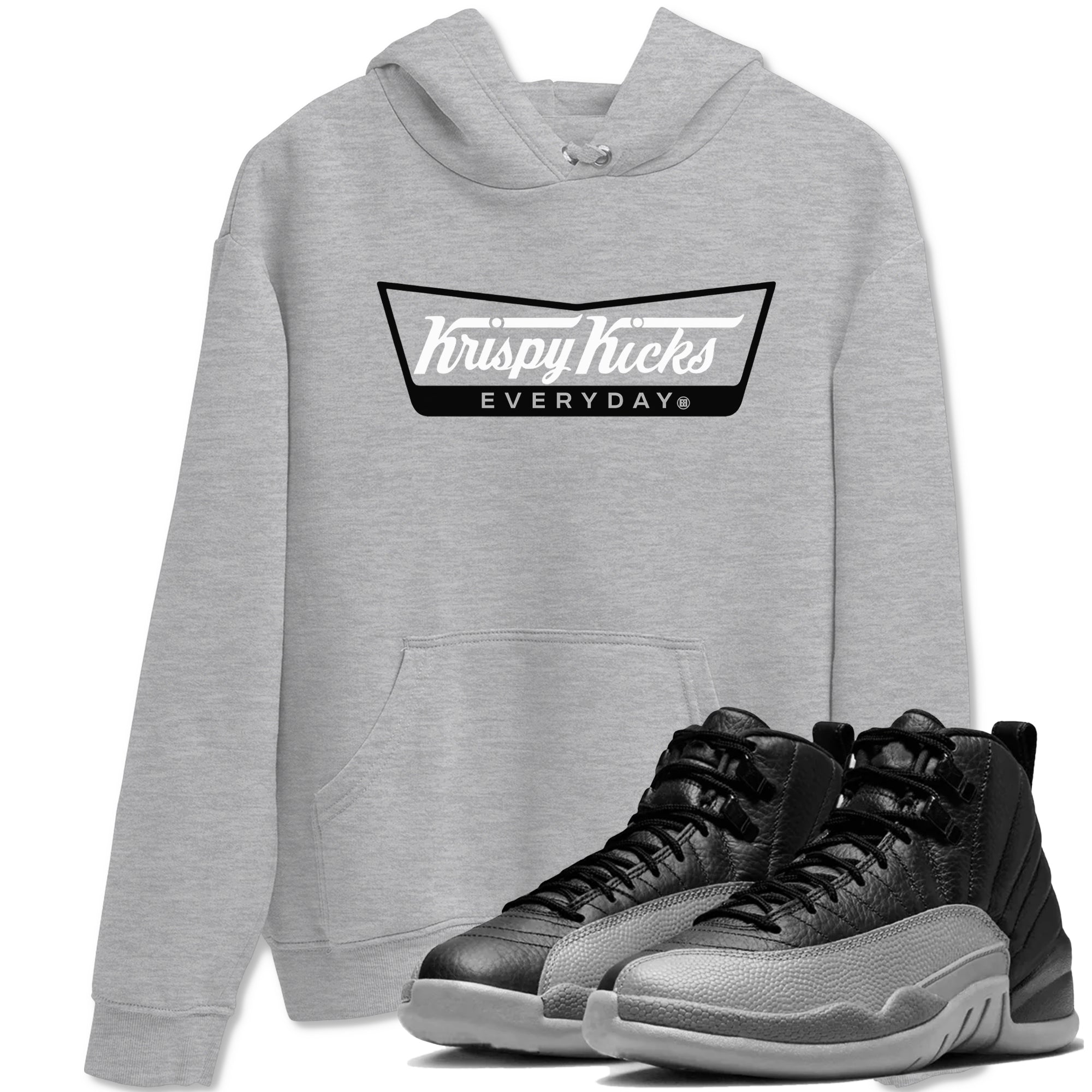 Krispy Kicks snkmatch Tees - Air Jordan 12 Black Wolf Grey