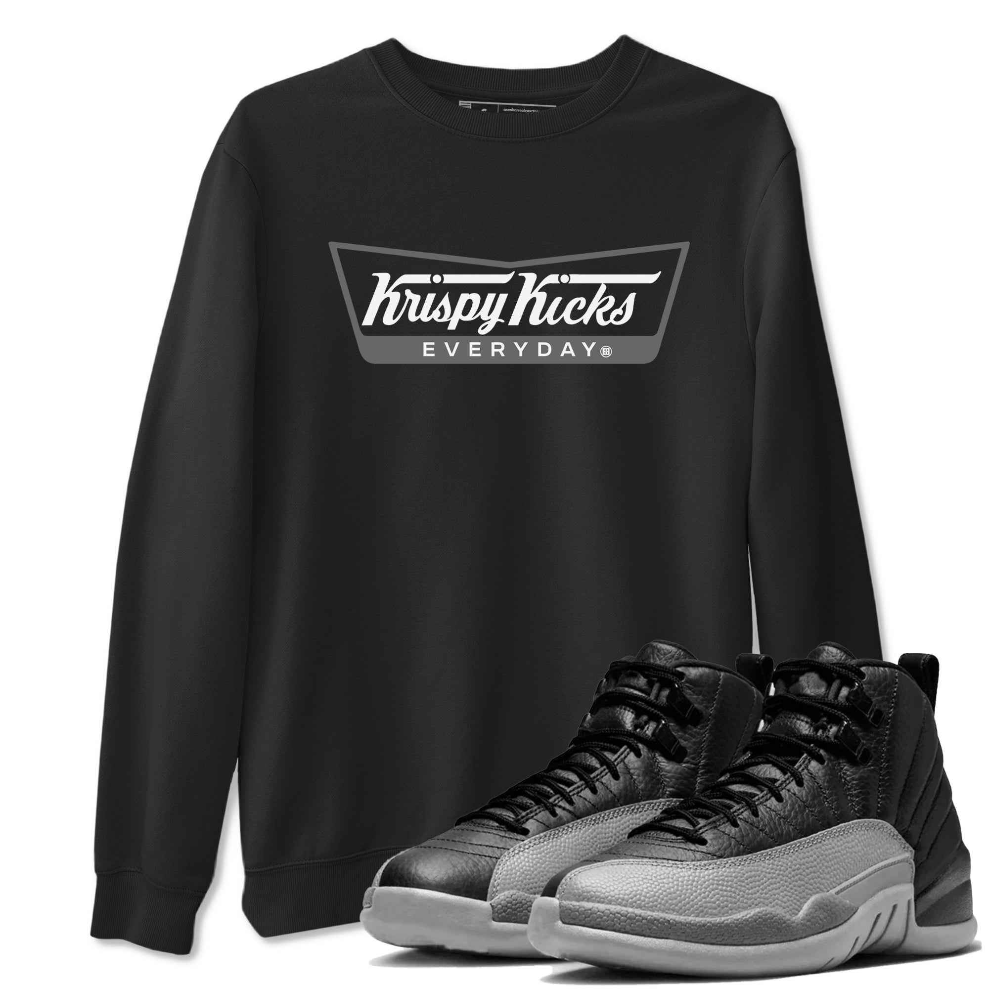 Krispy Kicks snkmatch Tees - Air Jordan 12 Black Wolf Grey