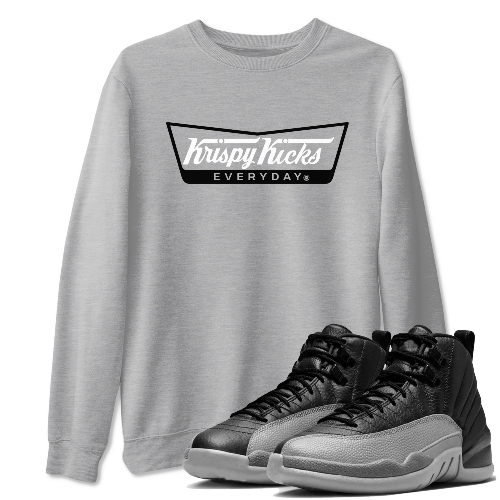 Krispy Kicks snkmatch Tees - Air Jordan 12 Black Wolf Grey