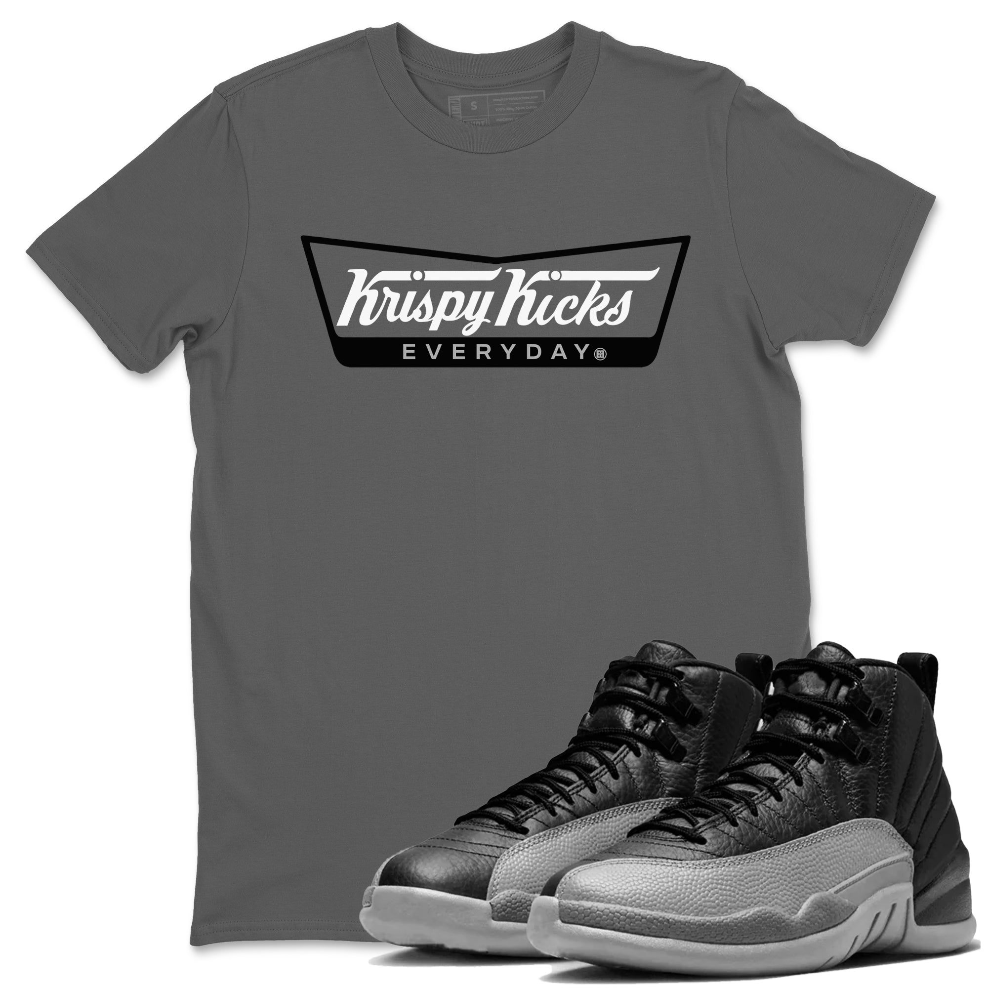 Krispy Kicks snkmatch Tees - Air Jordan 12 Black Wolf Grey