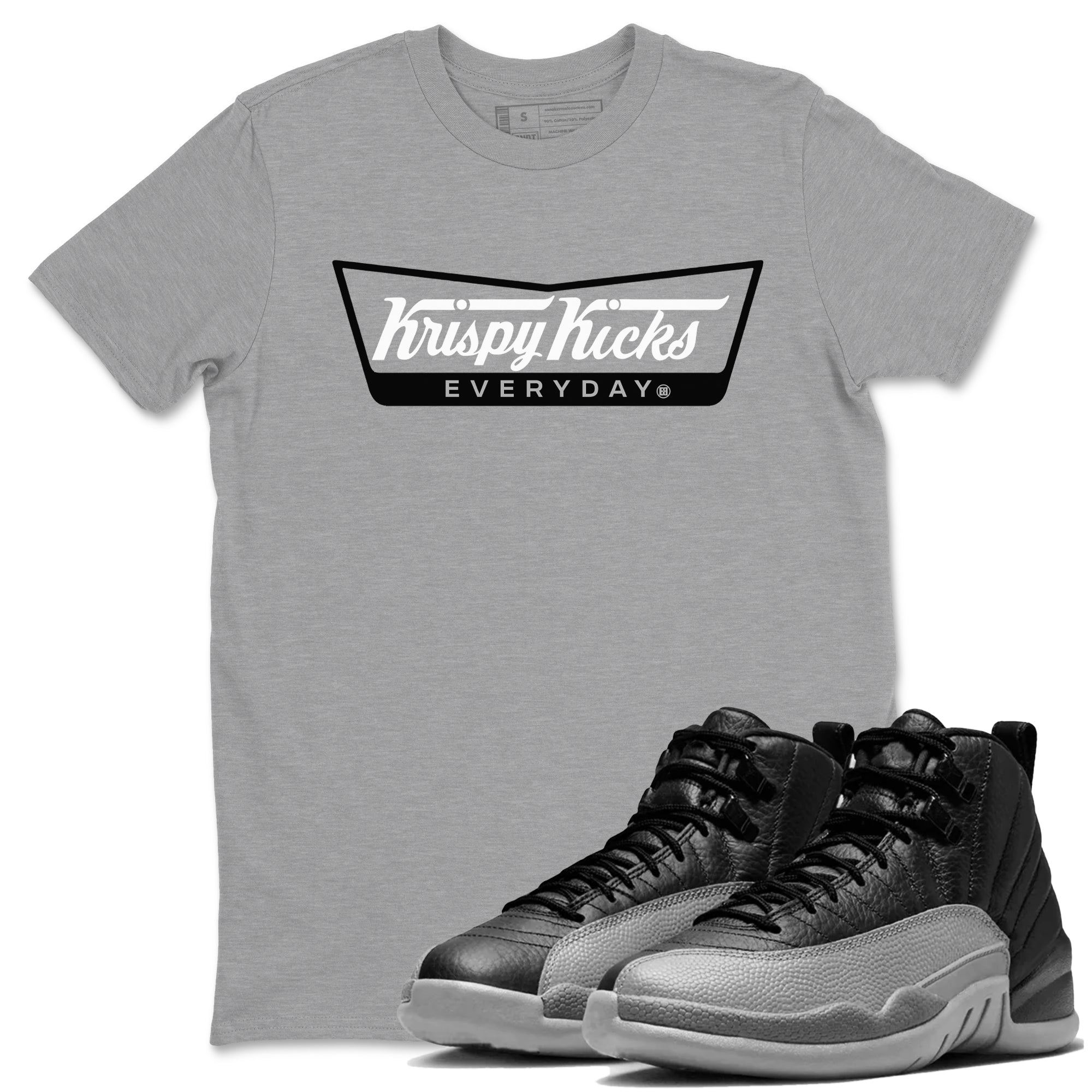 Krispy Kicks snkmatch Tees - Air Jordan 12 Black Wolf Grey