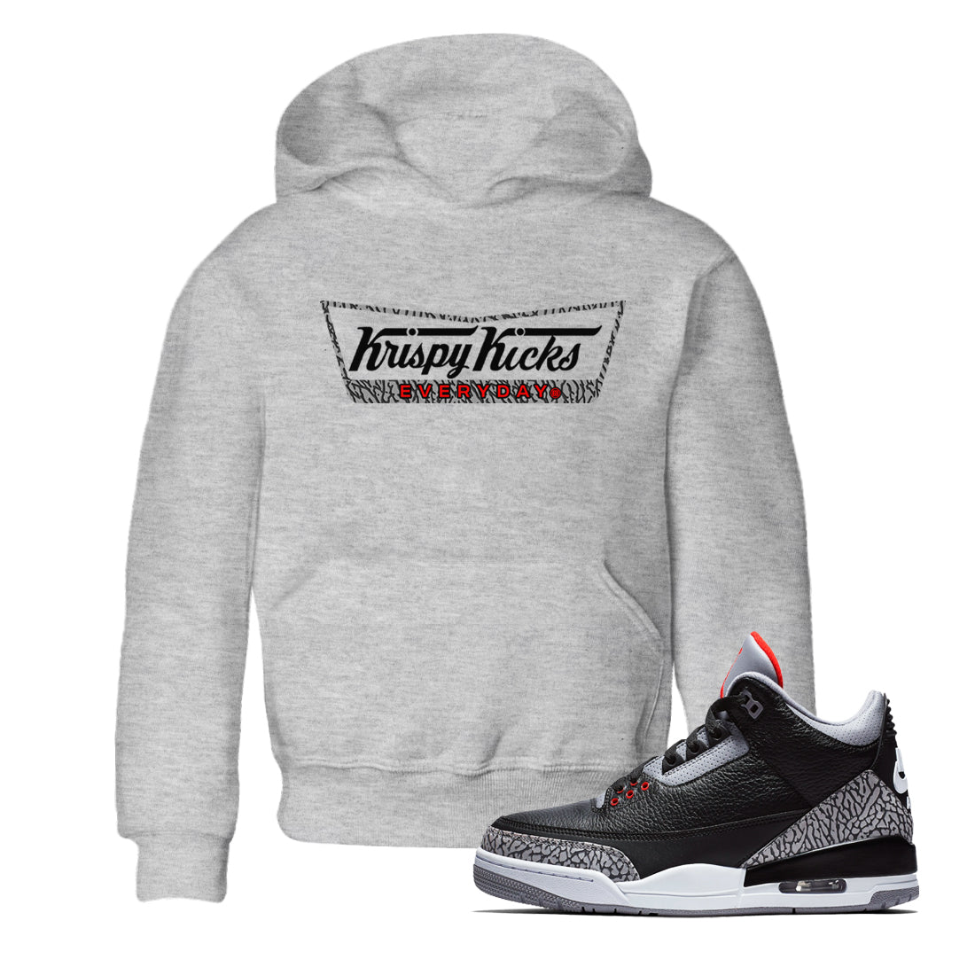 Krispy Kicks snkmatch Tees Kids - Air Jordan 3 Black Cement