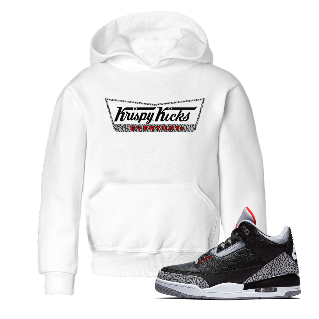 Krispy Kicks snkmatch Tees Kids - Air Jordan 3 Black Cement