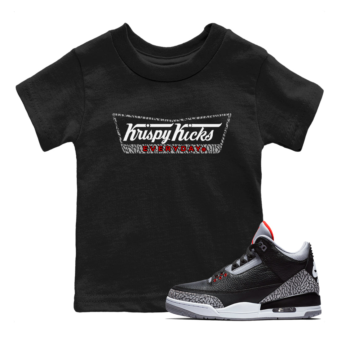 Krispy Kicks snkmatch Tees Kids - Air Jordan 3 Black Cement