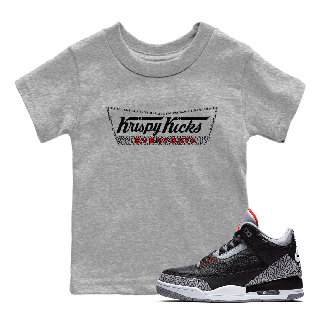 Krispy Kicks snkmatch Tees Kids - Air Jordan 3 Black Cement