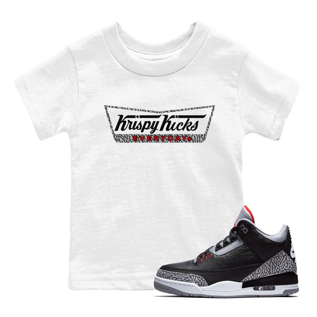 Krispy Kicks snkmatch Tees Kids - Air Jordan 3 Black Cement