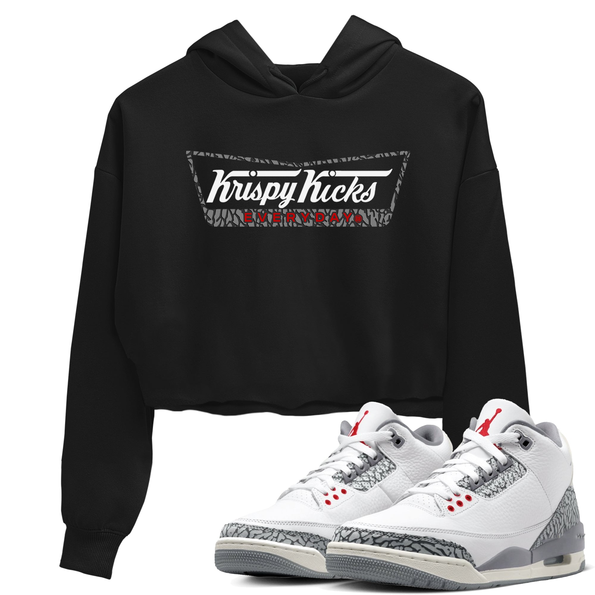 Krispy Kicks snkmatch Women's Top - Air Jordan 3 Cement Grey