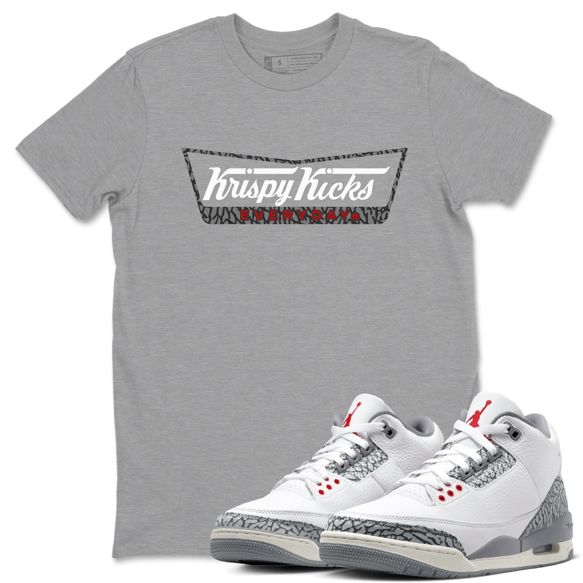 Krispy Kicks snkmatch Tees - Air Jordan 3 Cement Grey