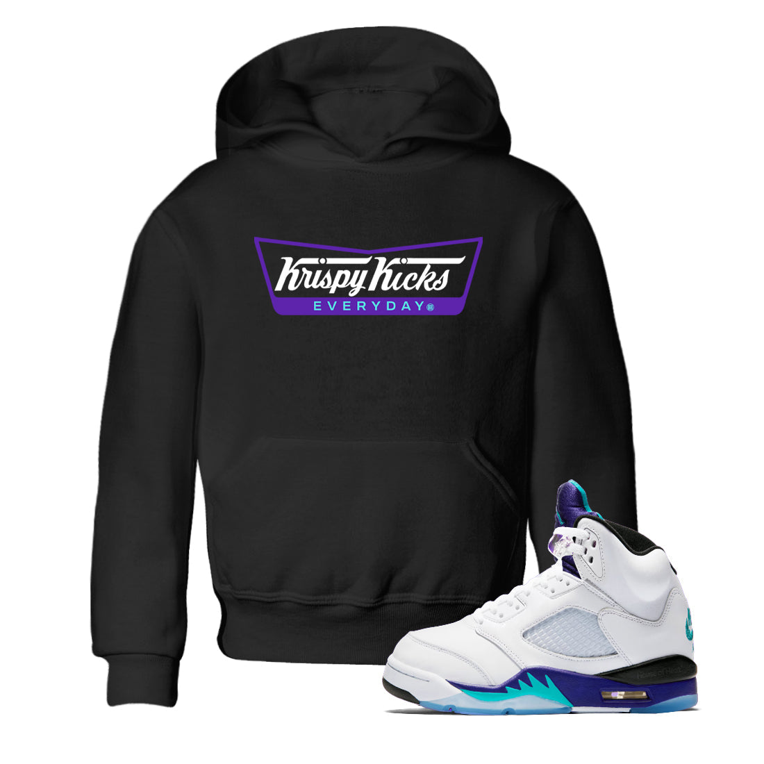 Krispy Kicks snkmatch Tees Kids - Air Jordan 5 Grape