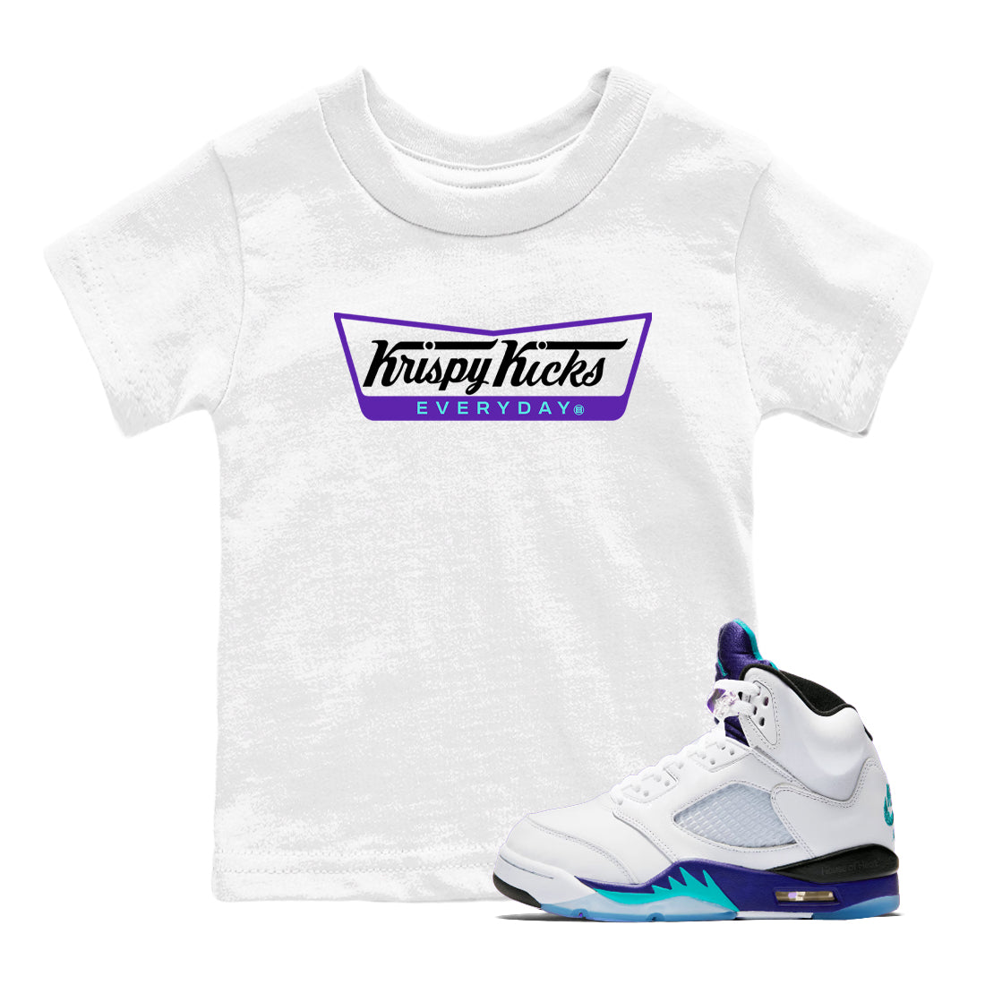 Krispy Kicks snkmatch Tees Kids - Air Jordan 5 Grape