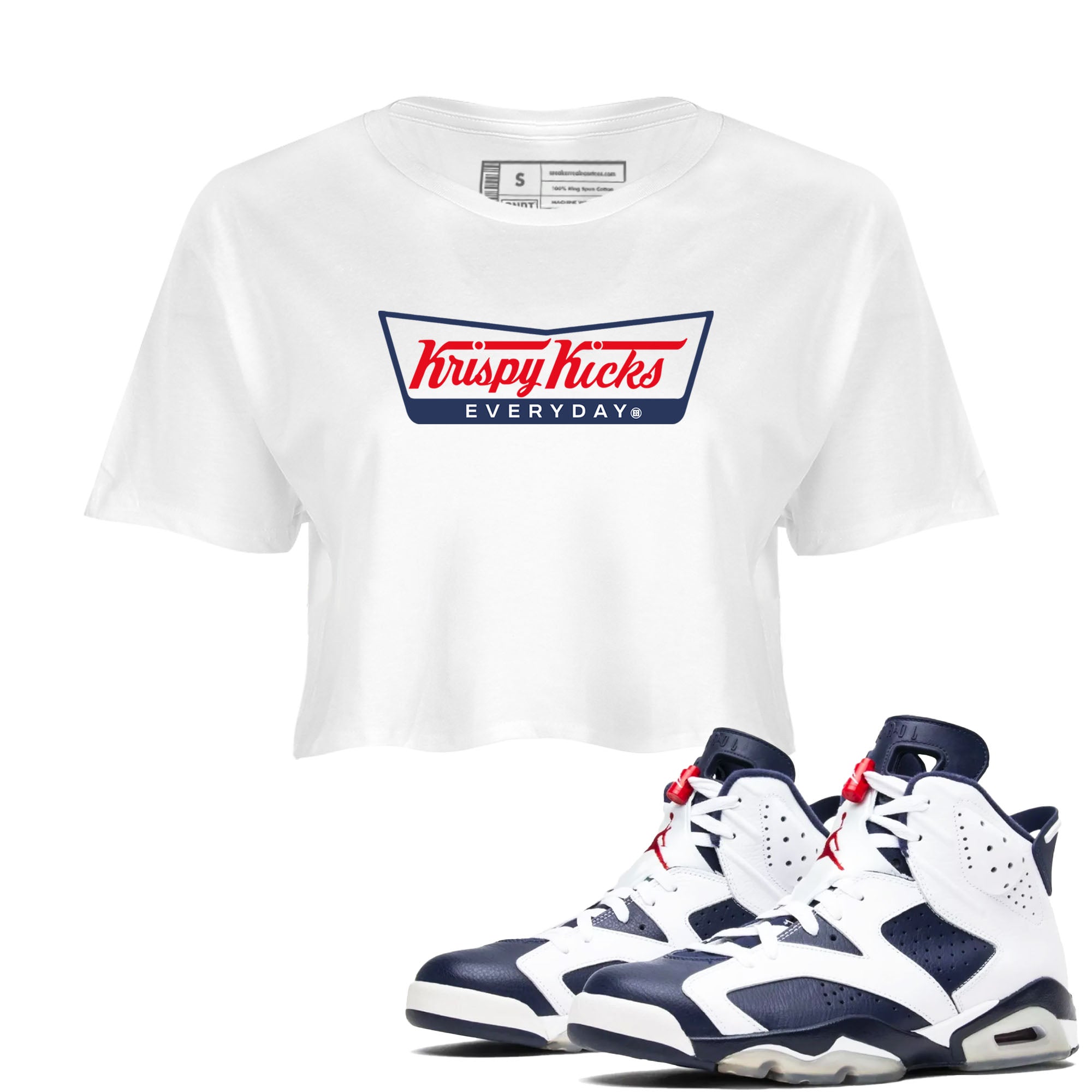 Krispy Kicks snkmatch Women's Top - Air Jordan 6 White And Midnight Navy