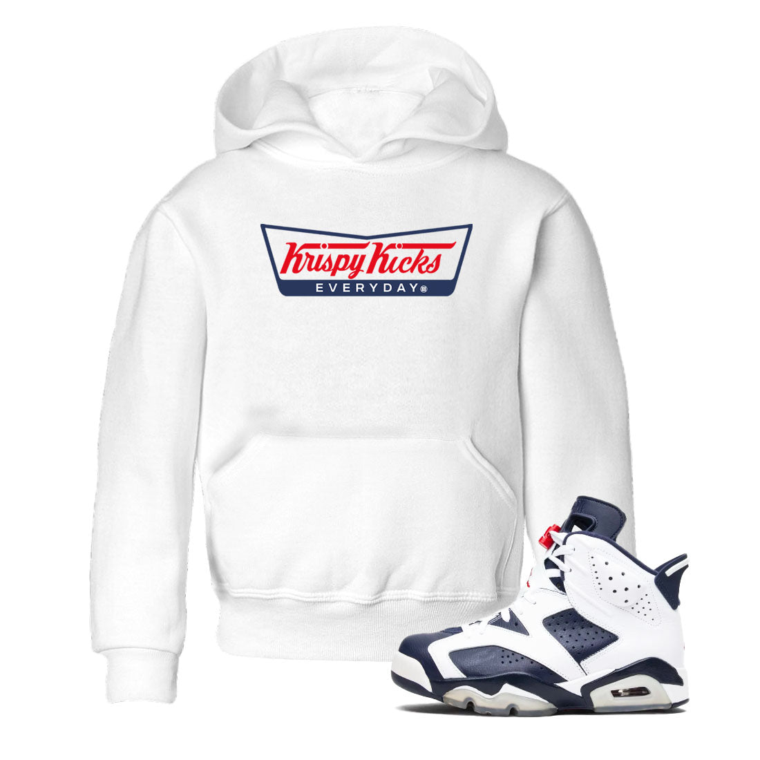 Krispy Kicks snkmatch Tees Kids - Air Jordan 6 White And Midnight Navy