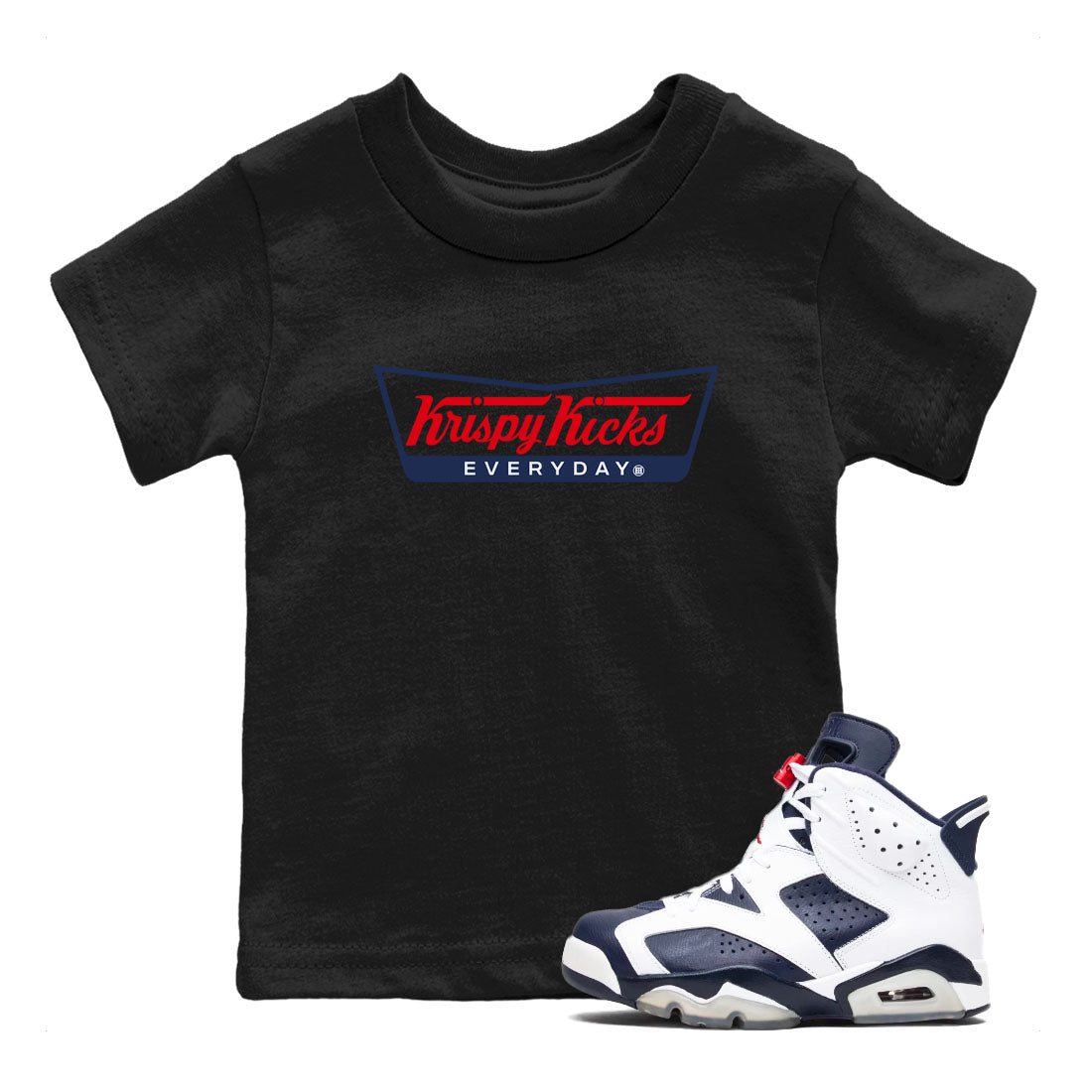 Krispy Kicks snkmatch Tees Kids - Air Jordan 6 White And Midnight Navy