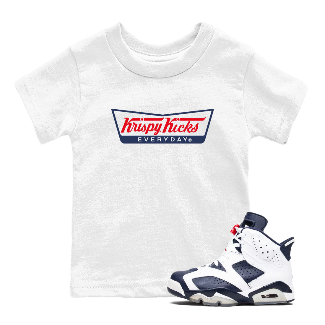 Krispy Kicks snkmatch Tees Kids - Air Jordan 6 White And Midnight Navy