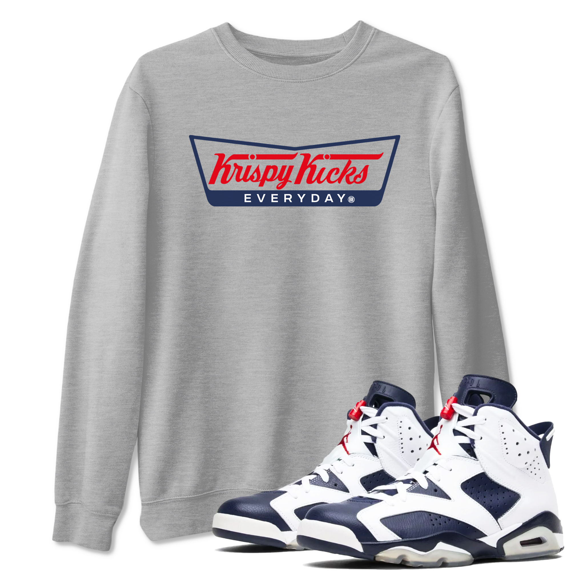 Krispy Kicks snkmatch Tees - Air Jordan 6 White And Midnight Navy