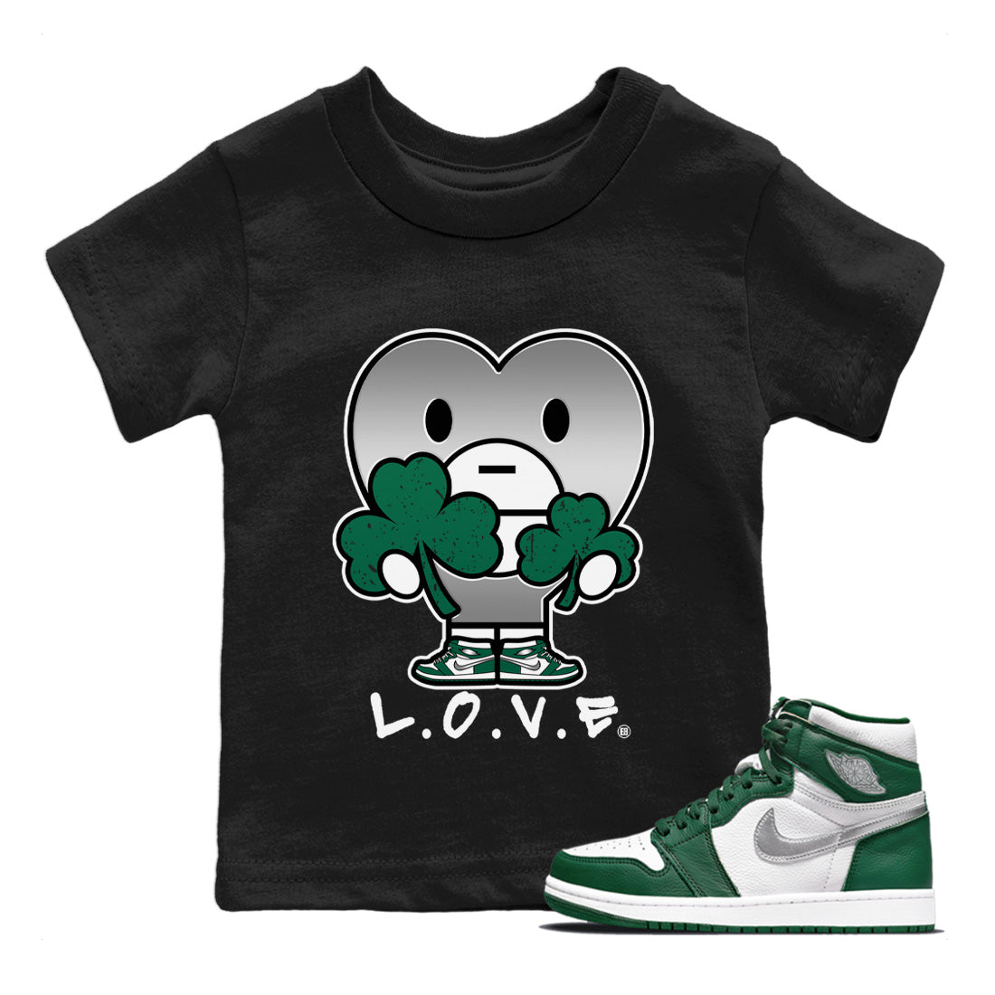 L.O.V.E Kids Tops - Air Jordan 1 Gorge Green