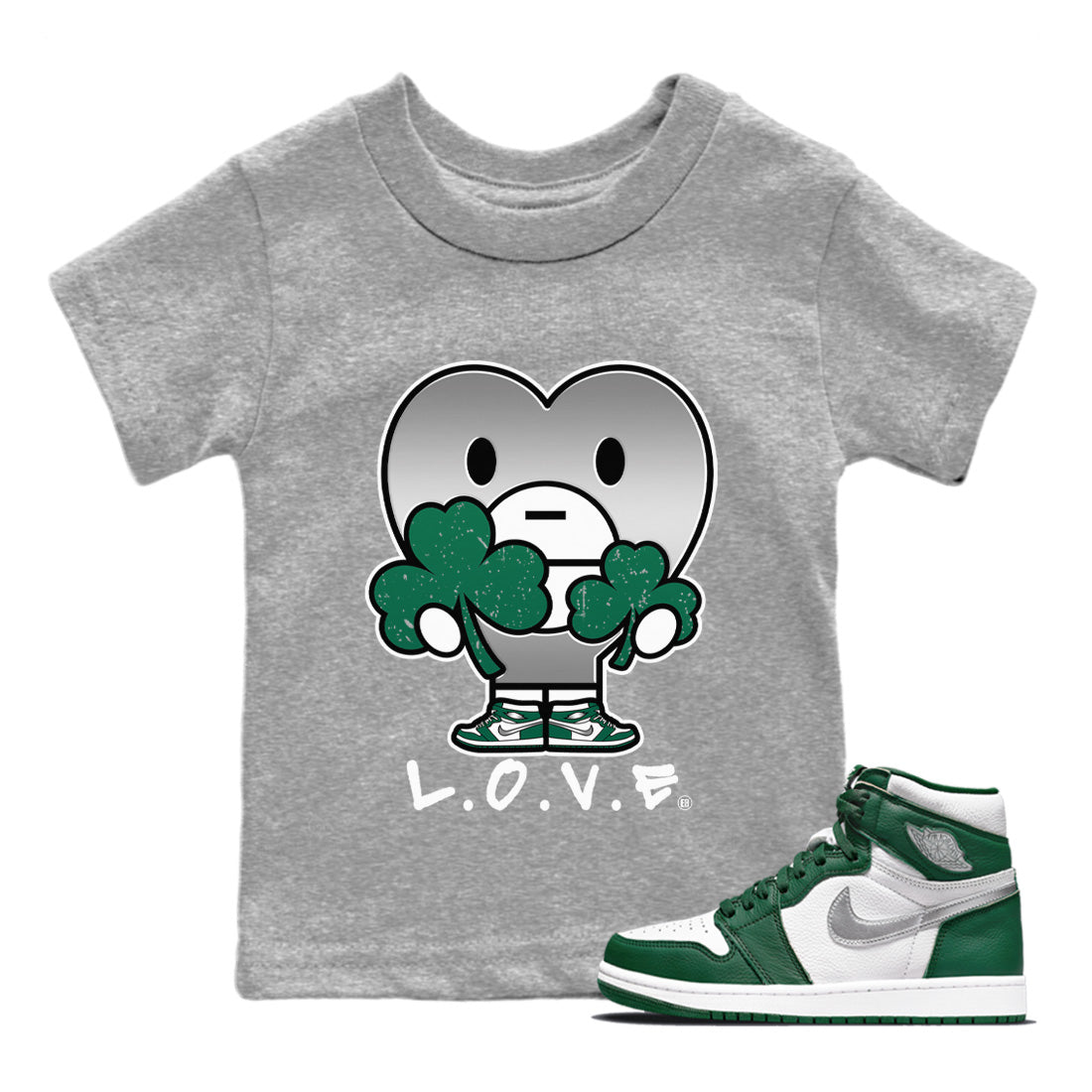 L.O.V.E Kids Tops - Air Jordan 1 Gorge Green