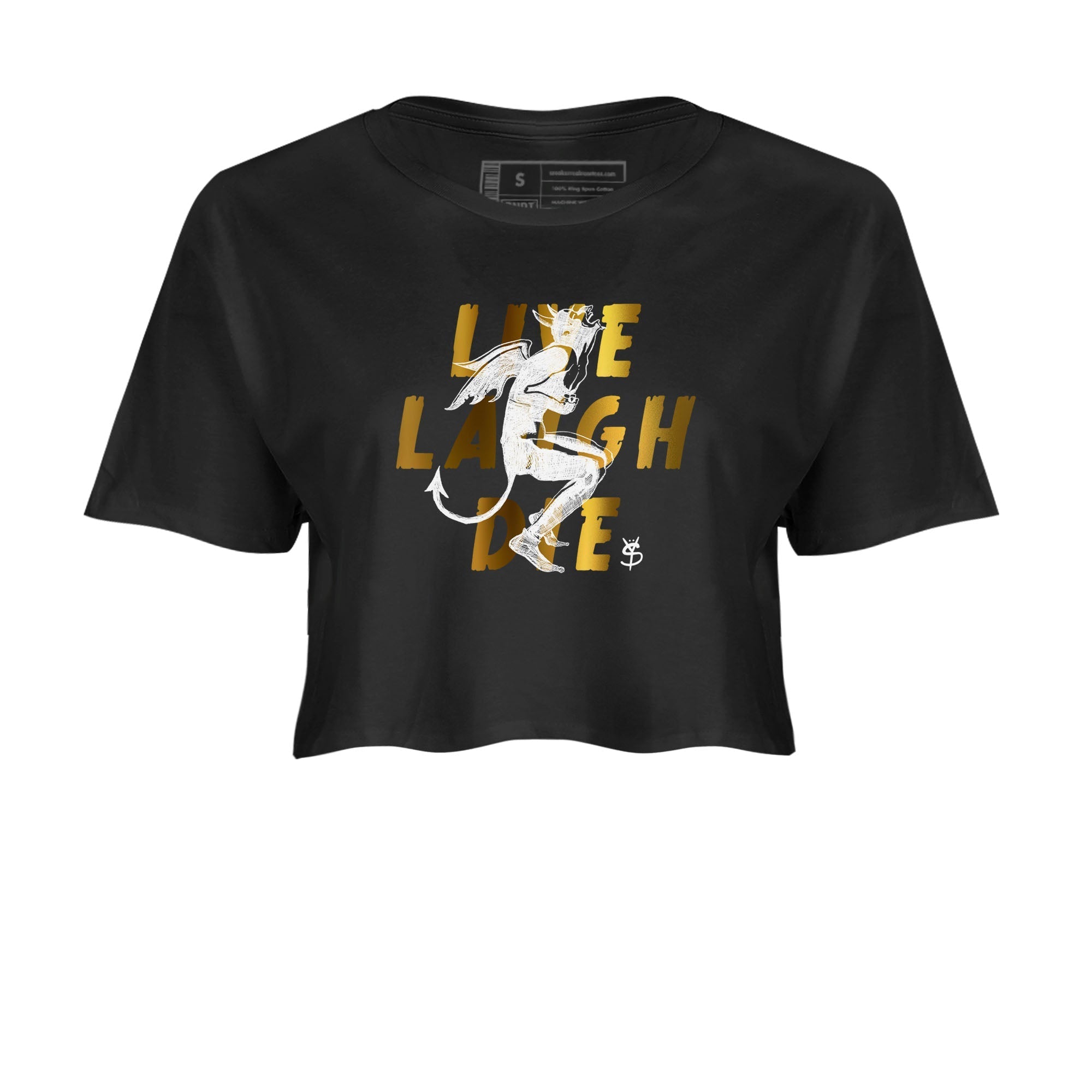 Laughing Devil snkmatch Women's Top - Air Jordan 1 Black Metallic Gold