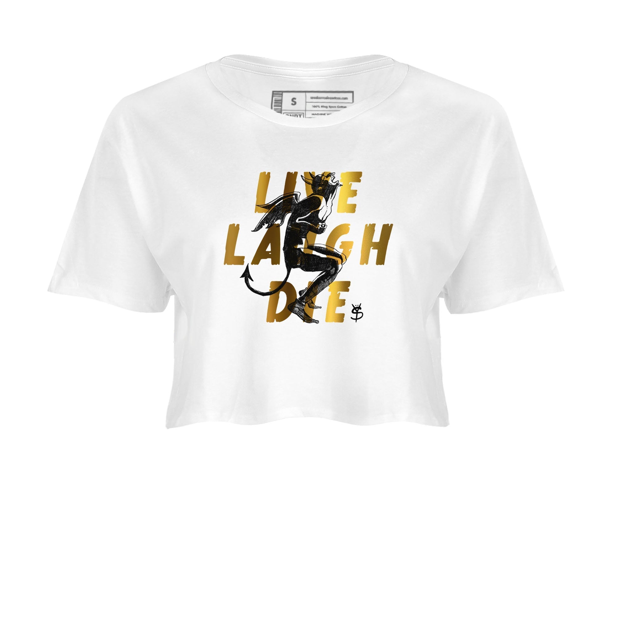 Laughing Devil snkmatch Women's Top - Air Jordan 1 Black Metallic Gold