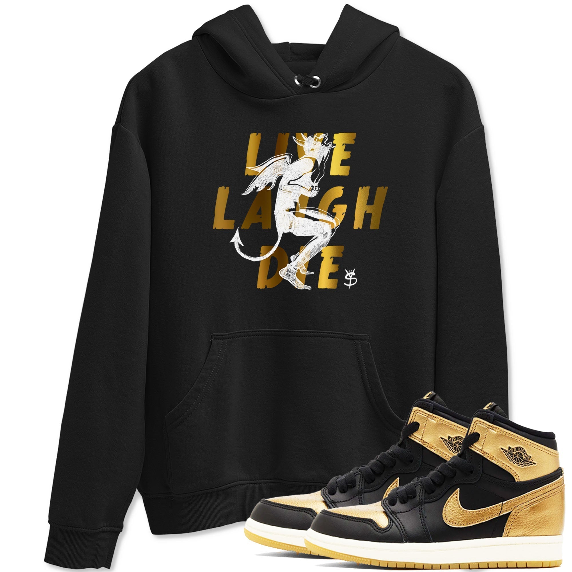 Laughing Devil snkmatch Tees - Air Jordan 1 Black Metallic Gold