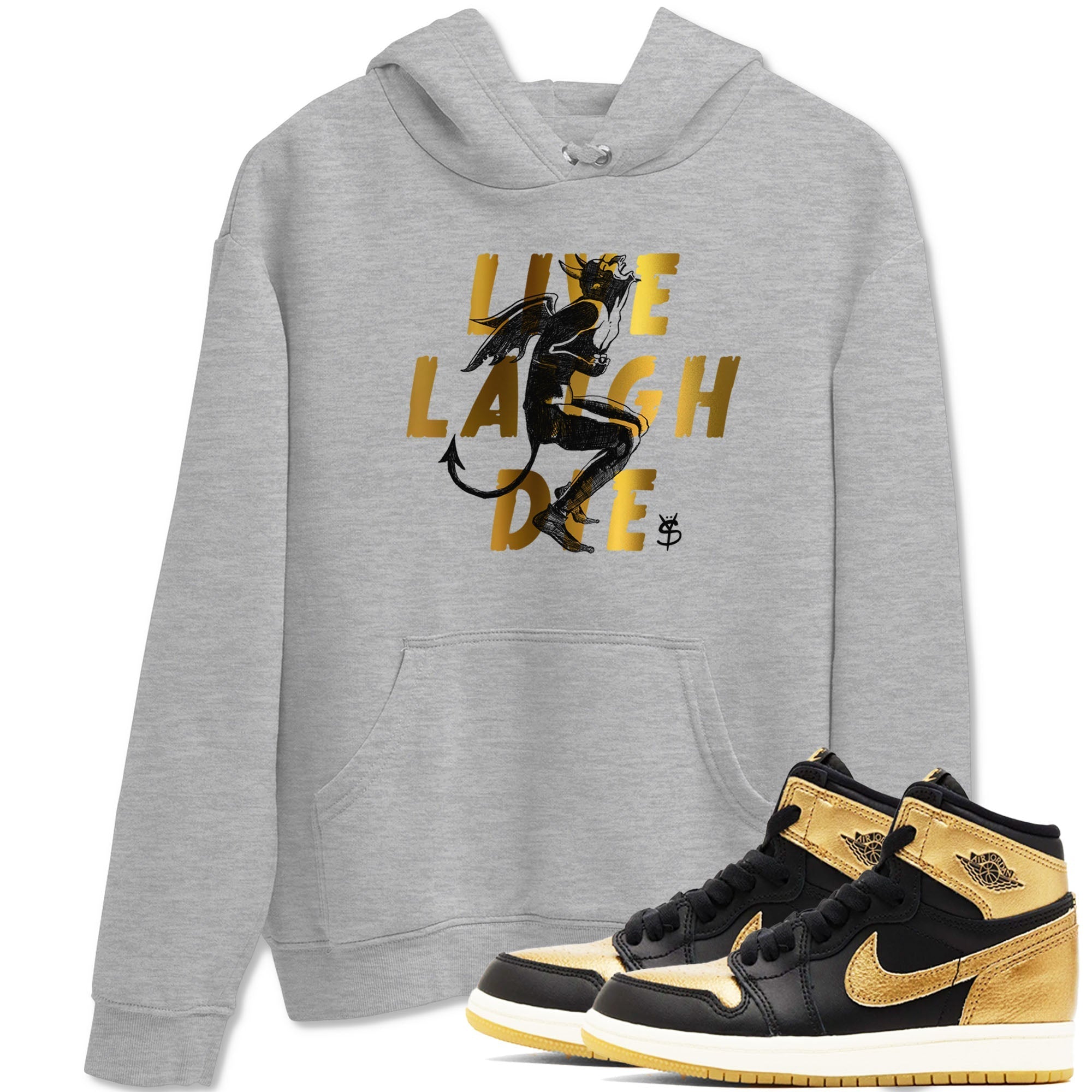 Laughing Devil snkmatch Tees - Air Jordan 1 Black Metallic Gold