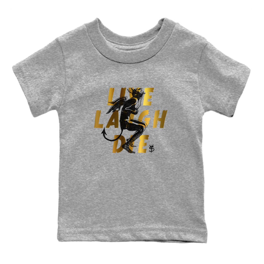 Laughing Devil snkmatch Tees Kids - Air Jordan 1 Black Metallic Gold